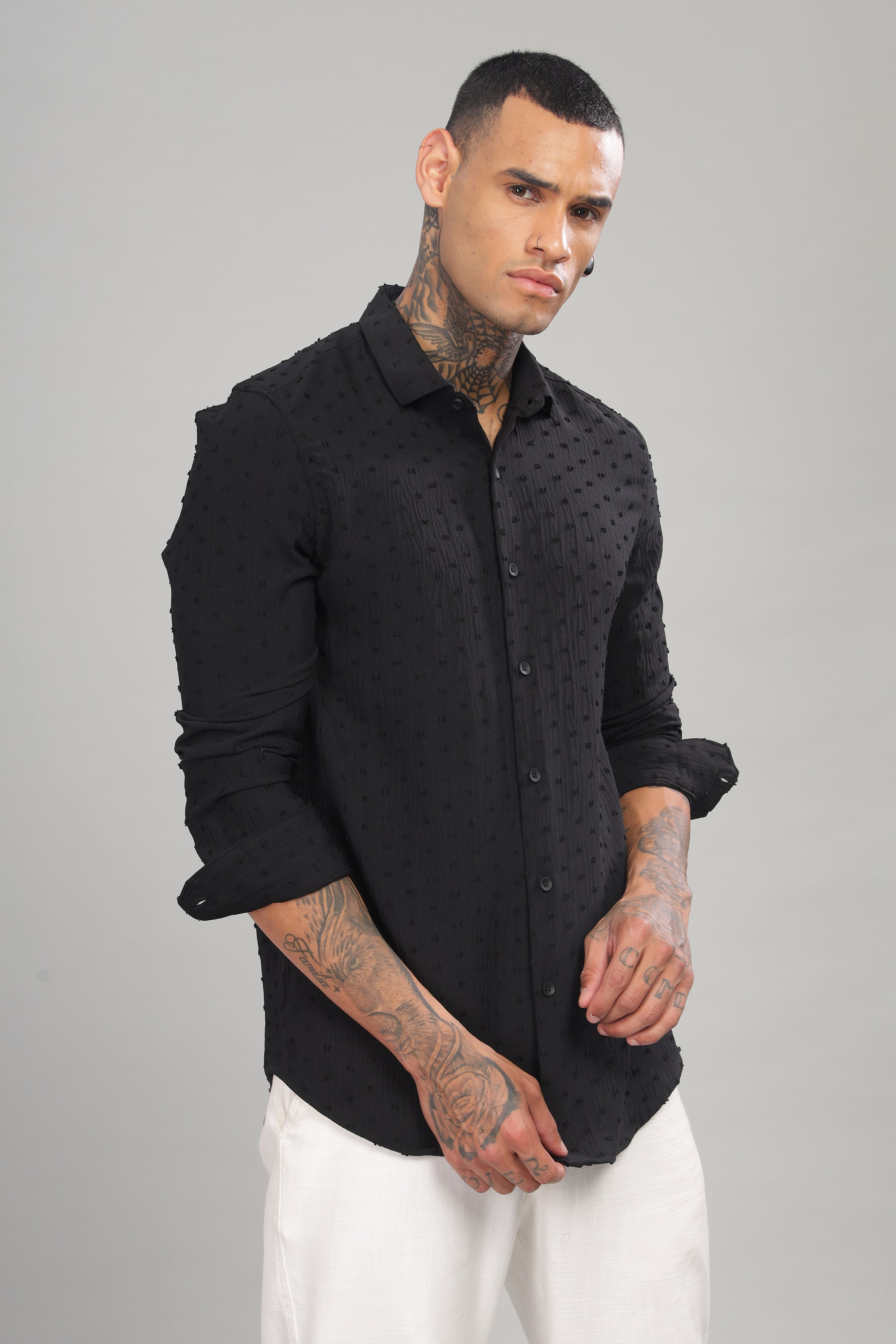 Men Black Slim Fit Shirt