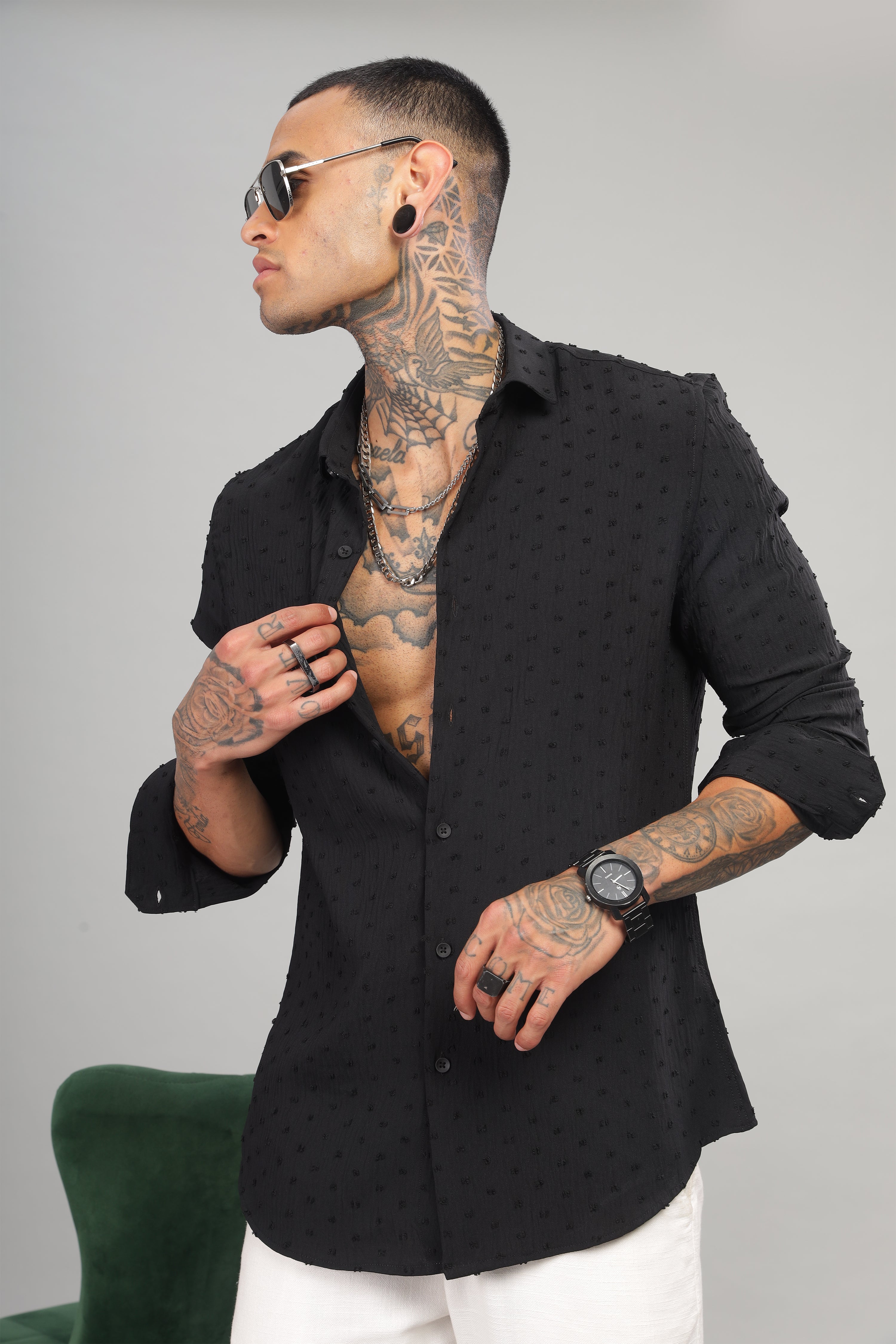 Men Black Slim Fit Shirt