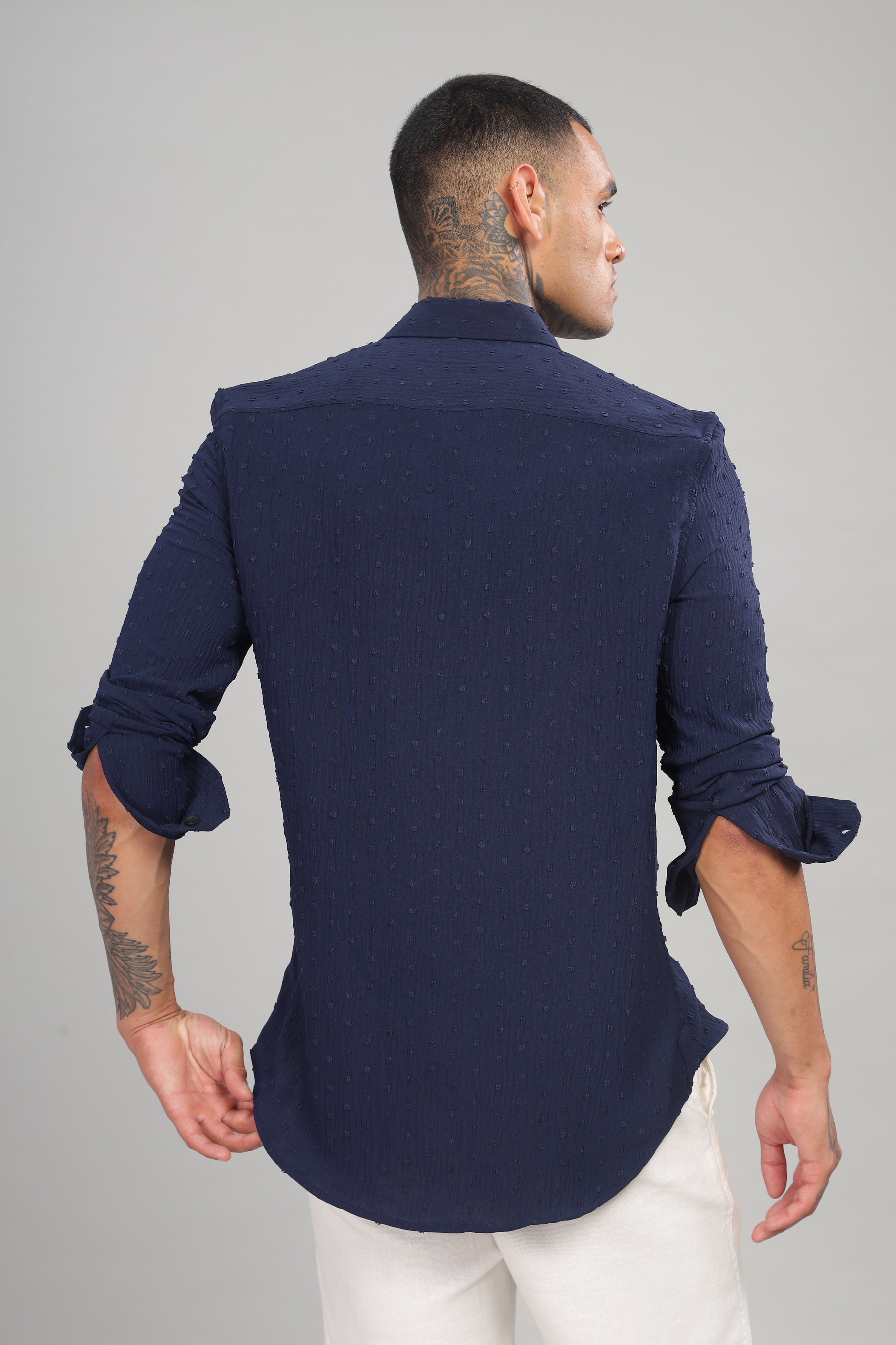 Men Navy Slim Fit Shirt