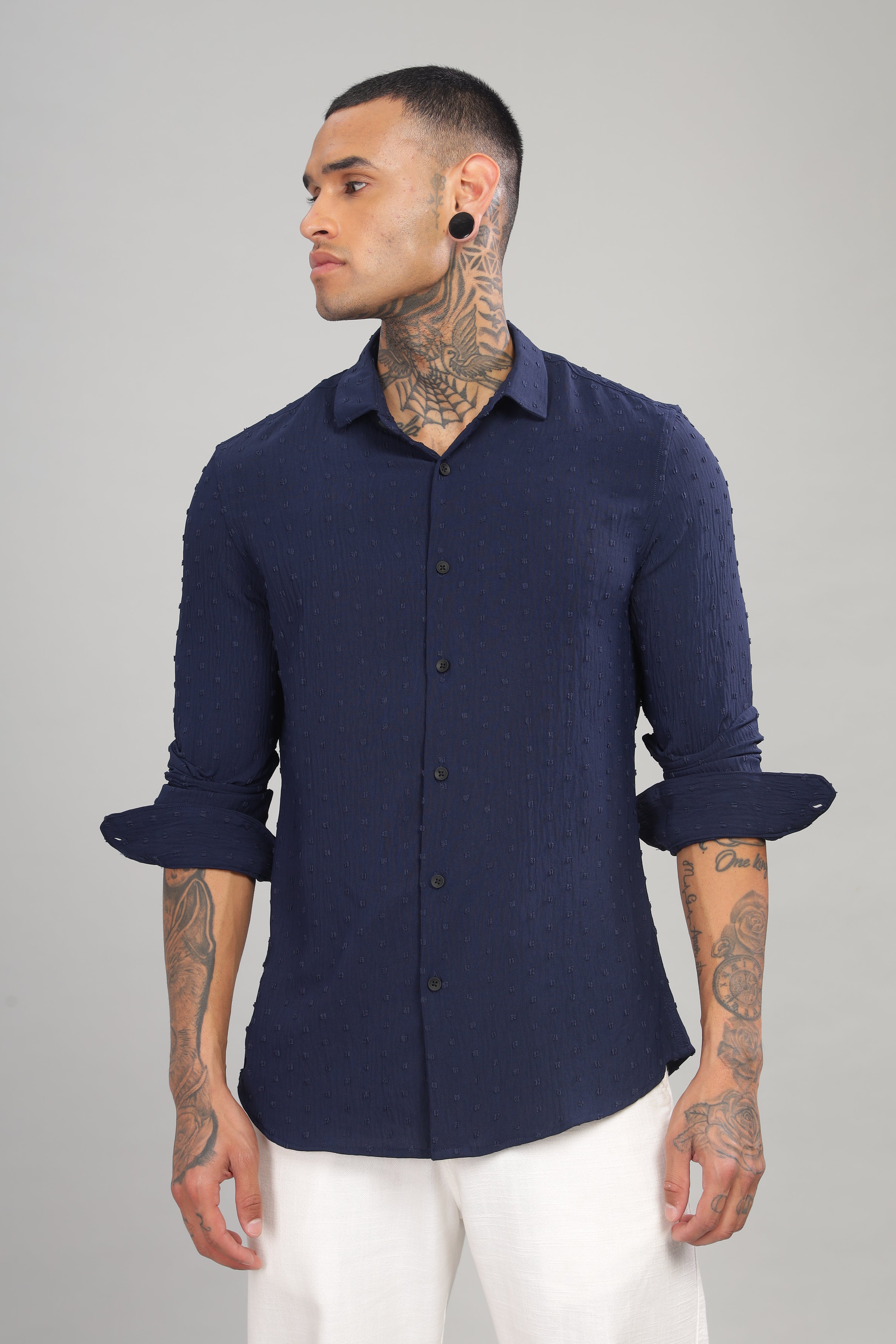 Men Navy Slim Fit Shirt