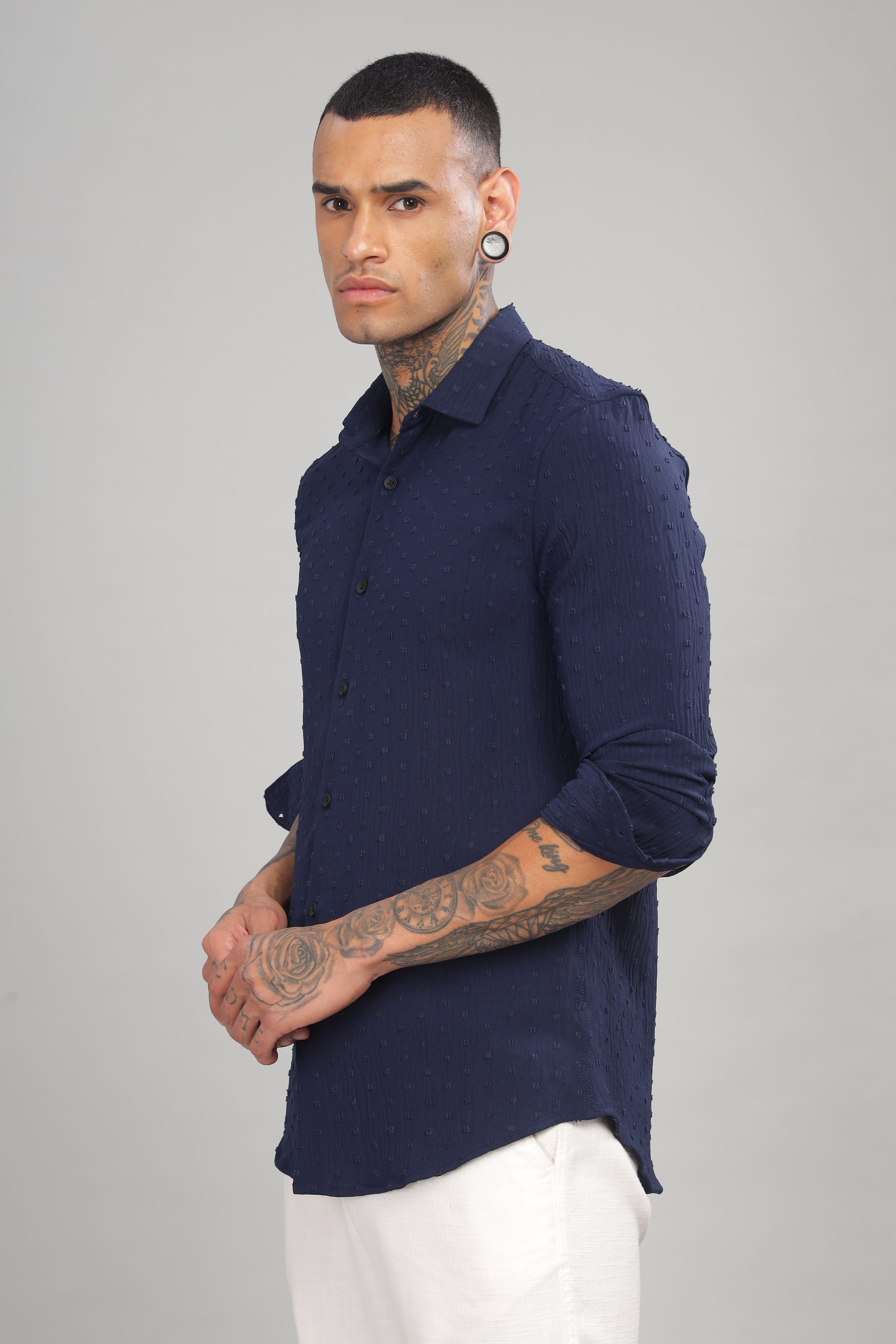 Men Navy Slim Fit Shirt