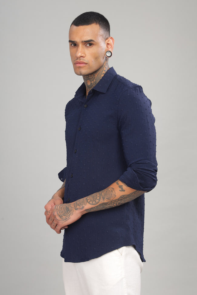 Men Navy Slim Fit Shirt
