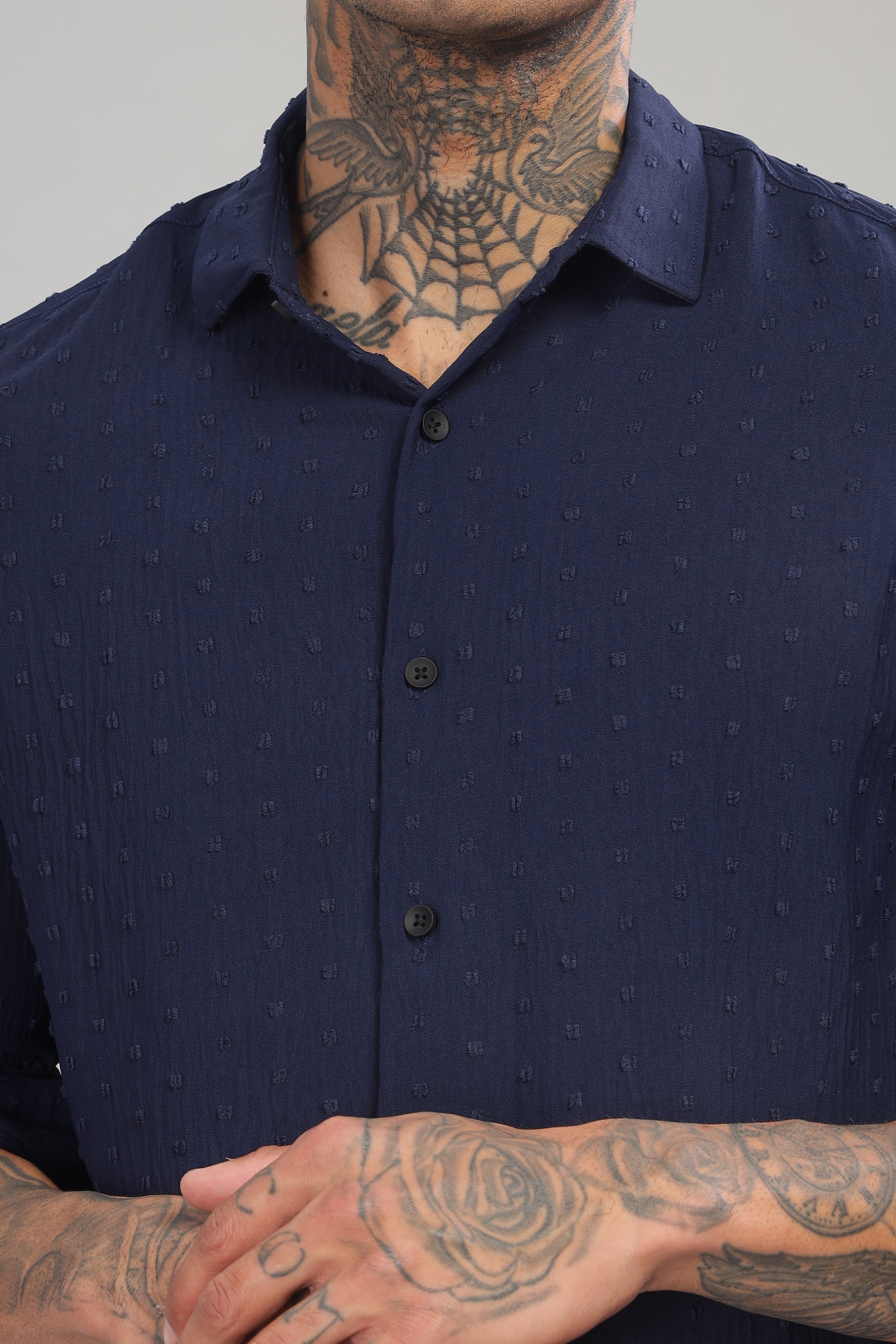 Men Navy Slim Fit Shirt