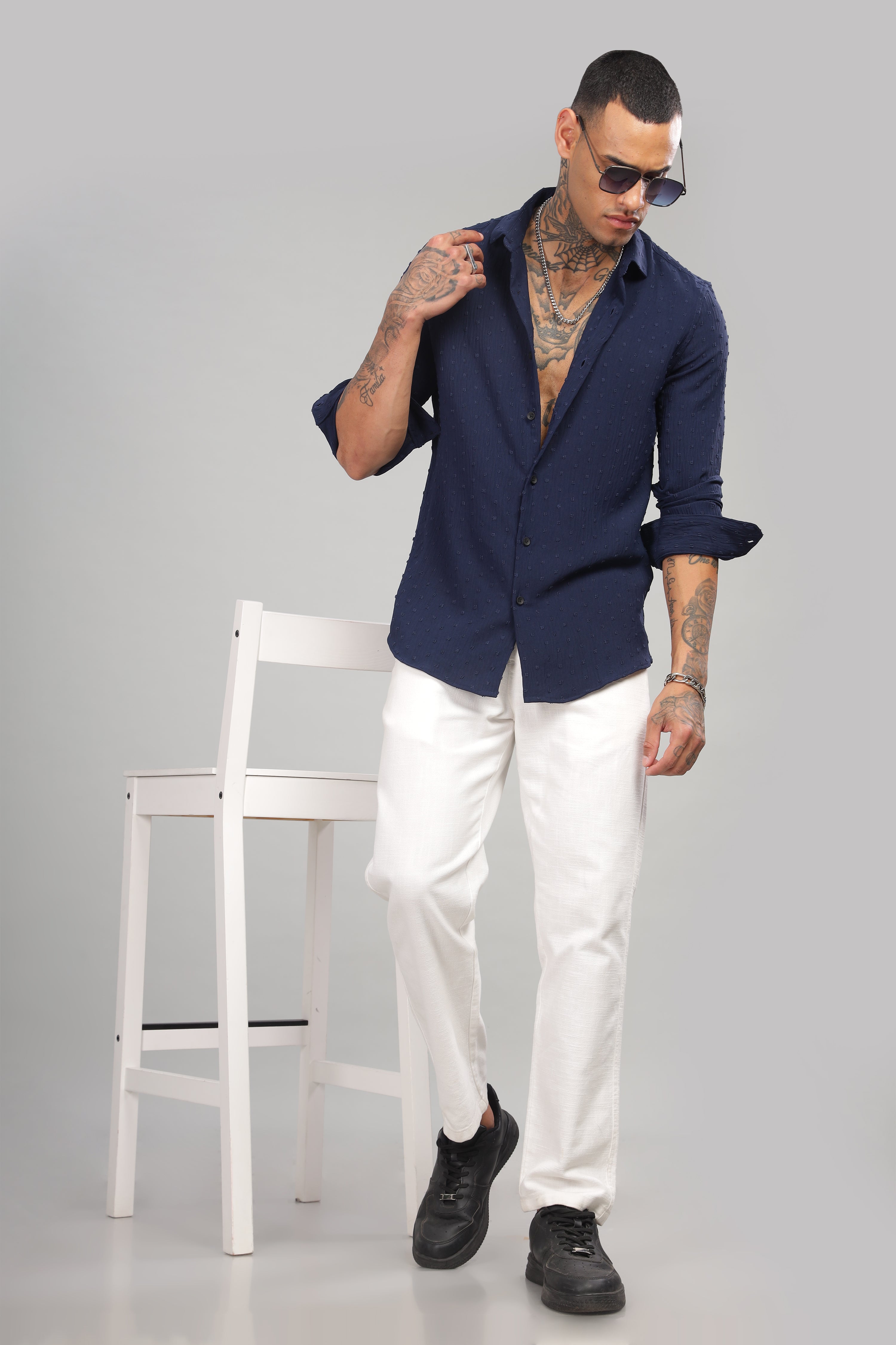 Men Navy Slim Fit Shirt