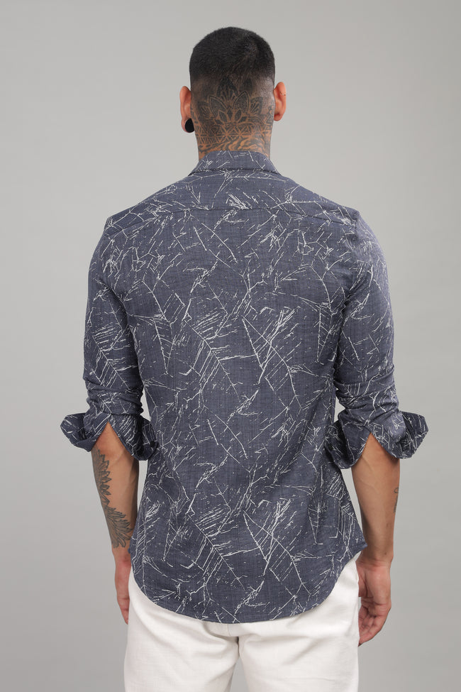 Men Navy Slim Fit Shirt