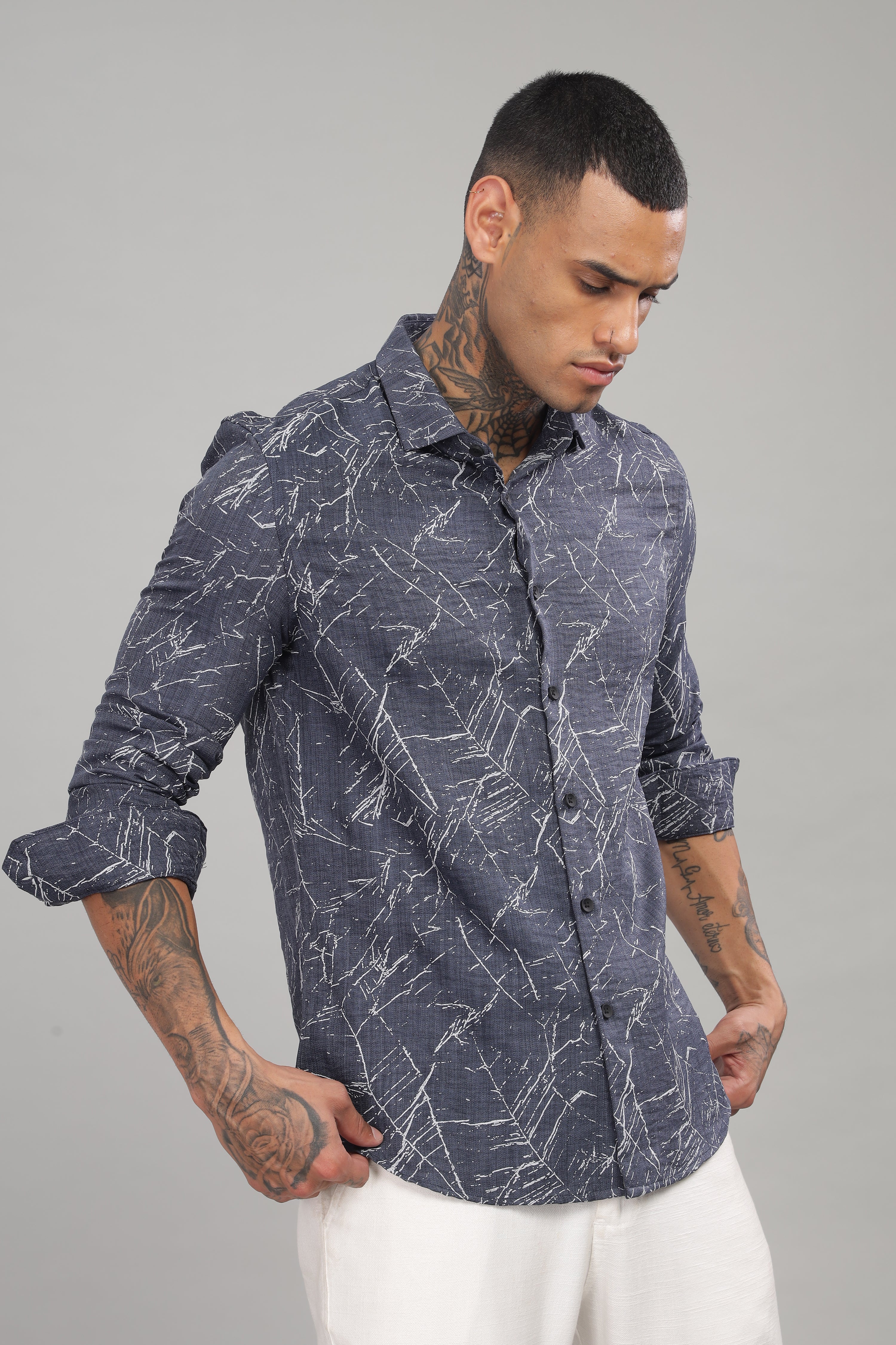 Men Navy Slim Fit Shirt