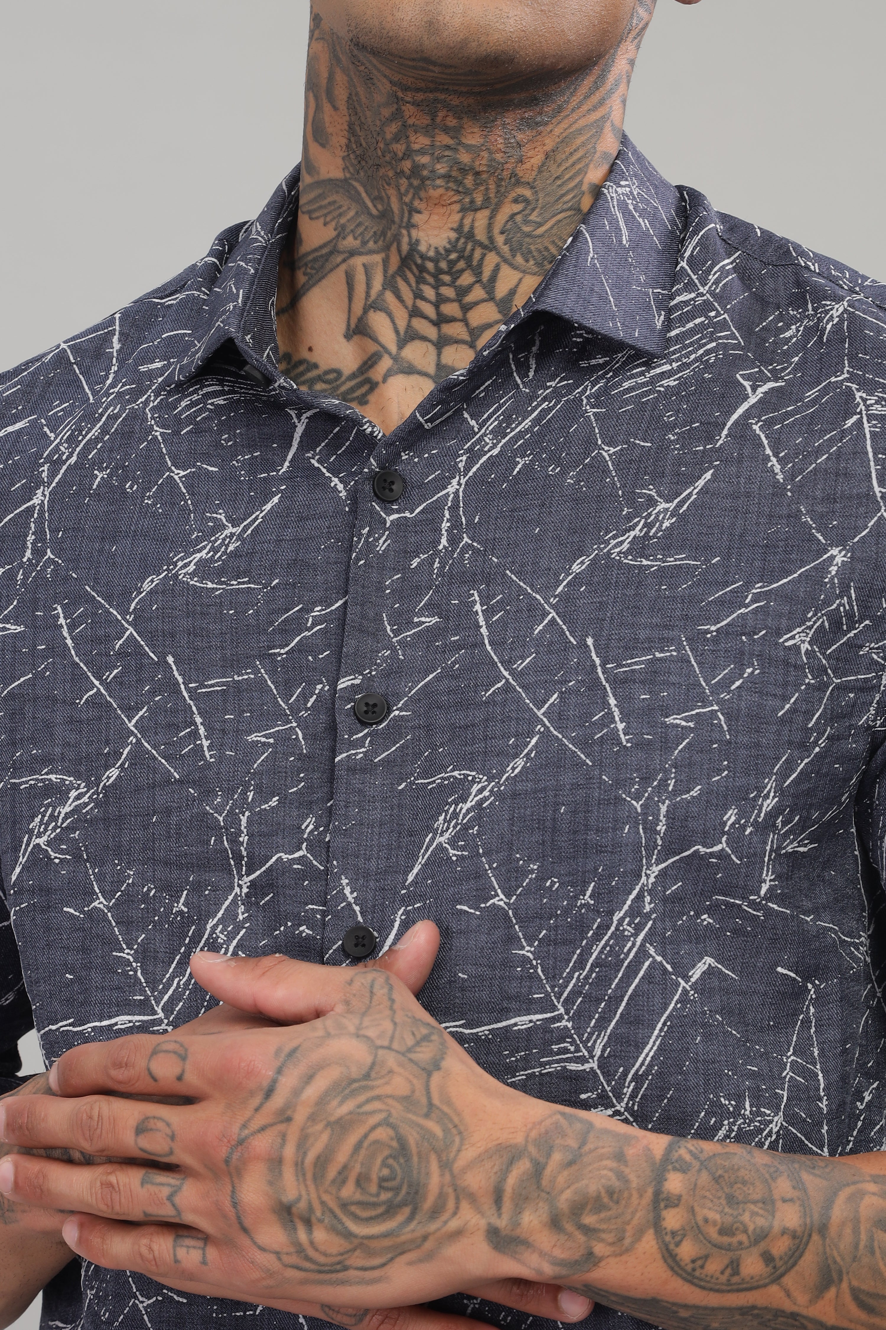 Men Navy Slim Fit Shirt