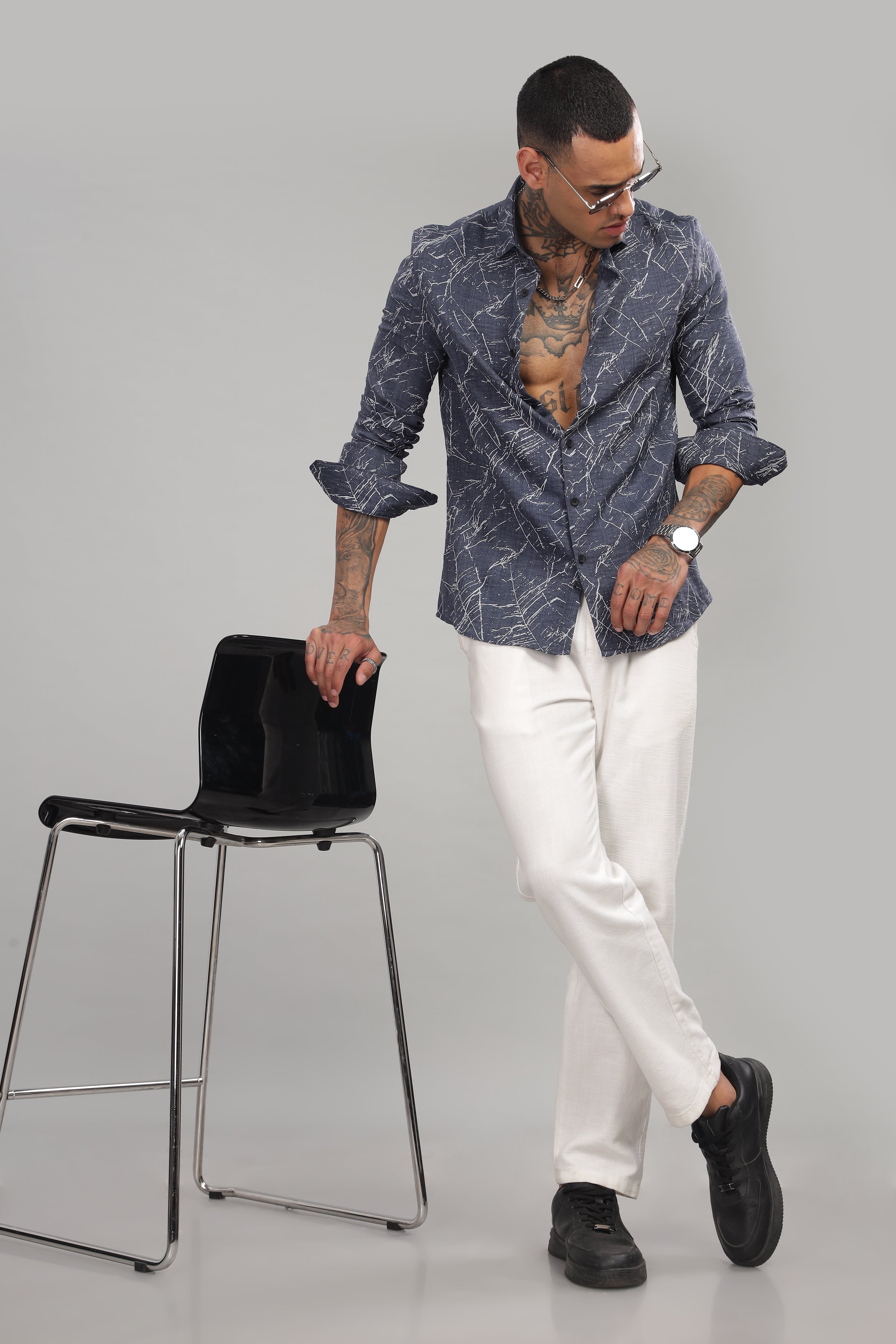 Men Navy Slim Fit Shirt
