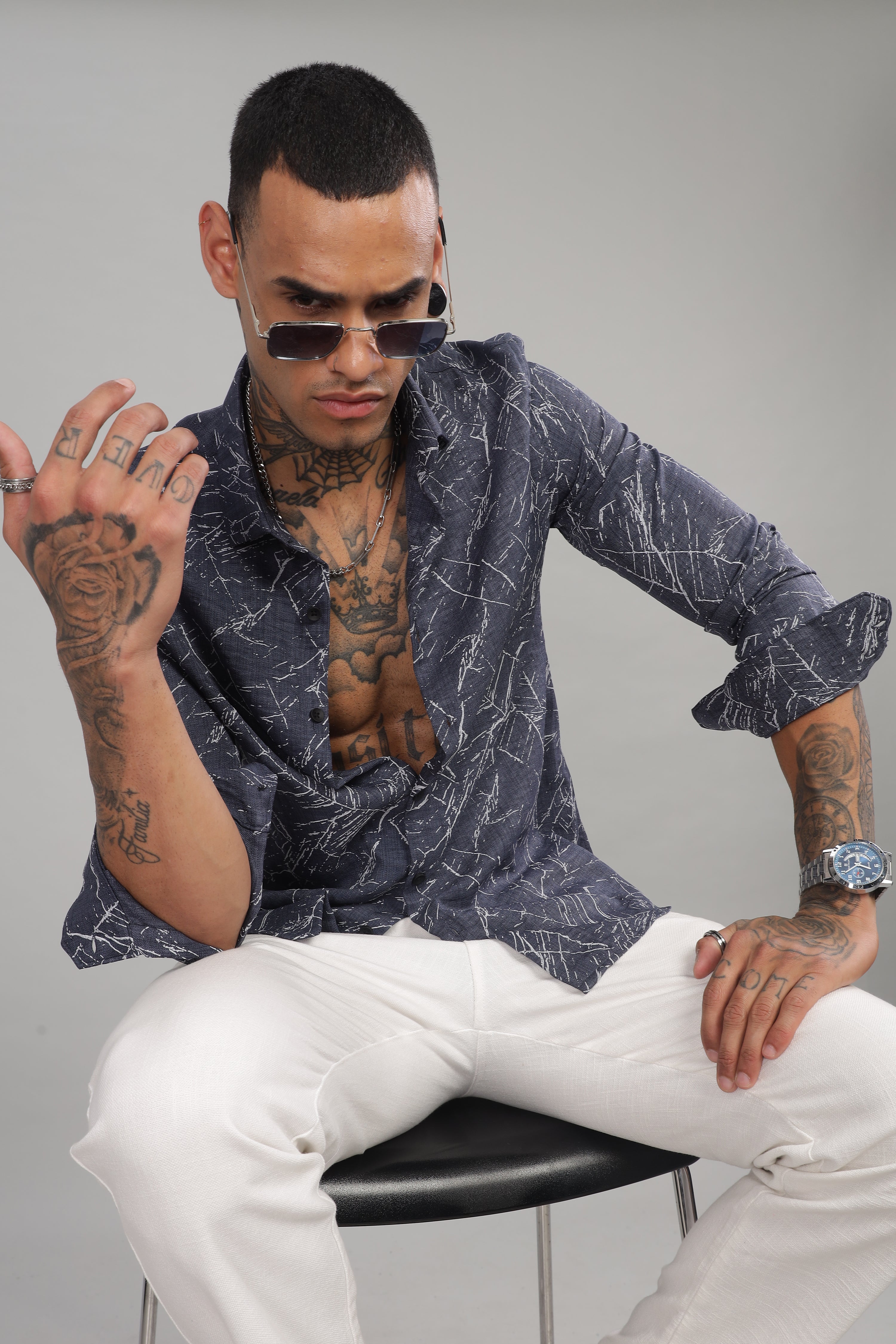 Men Navy Slim Fit Shirt