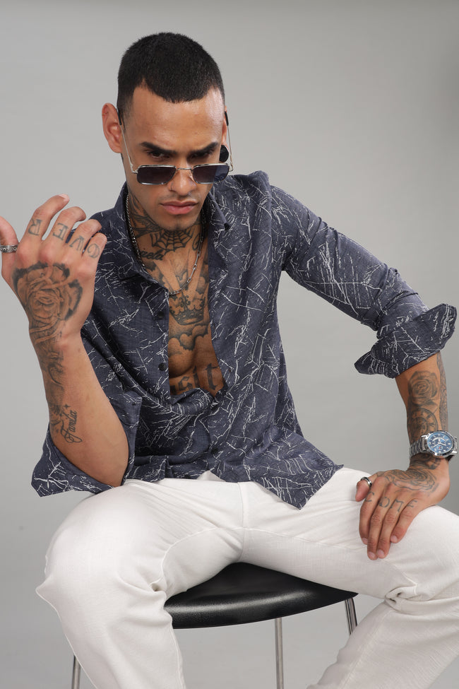 Men Navy Slim Fit Shirt