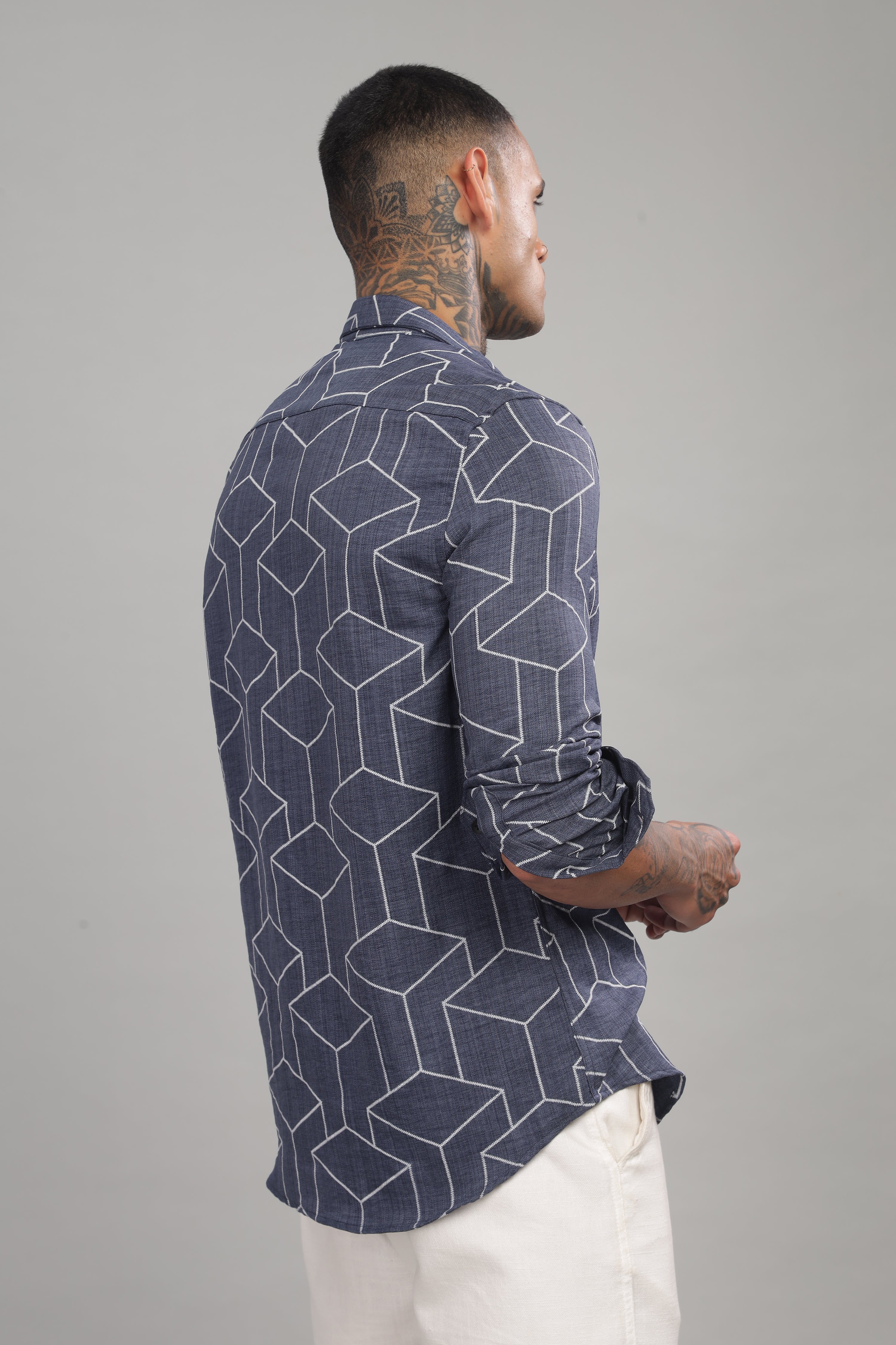 Men Dark Navy Slim Fit Shirt