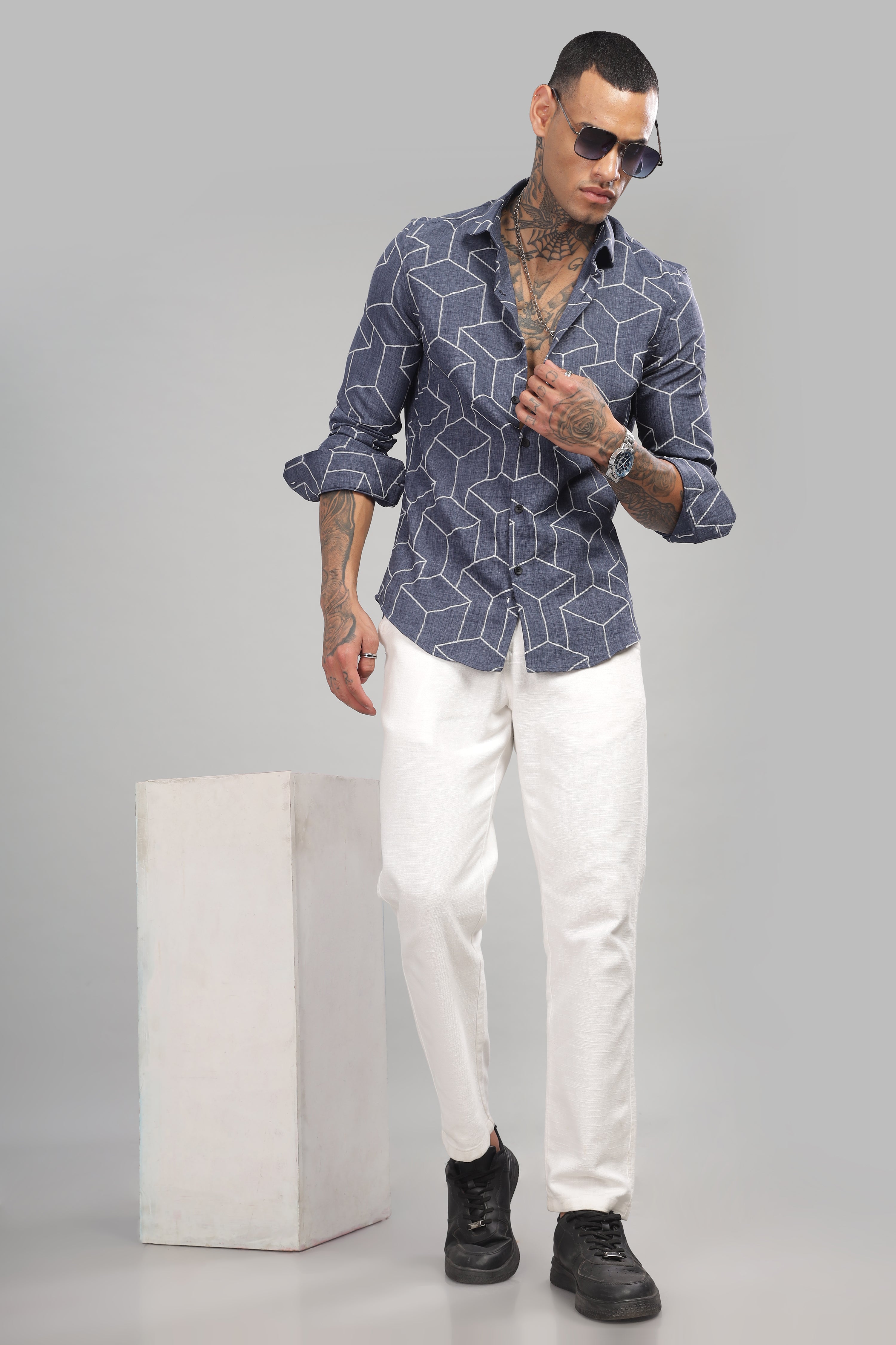 Men Dark Navy Slim Fit Shirt