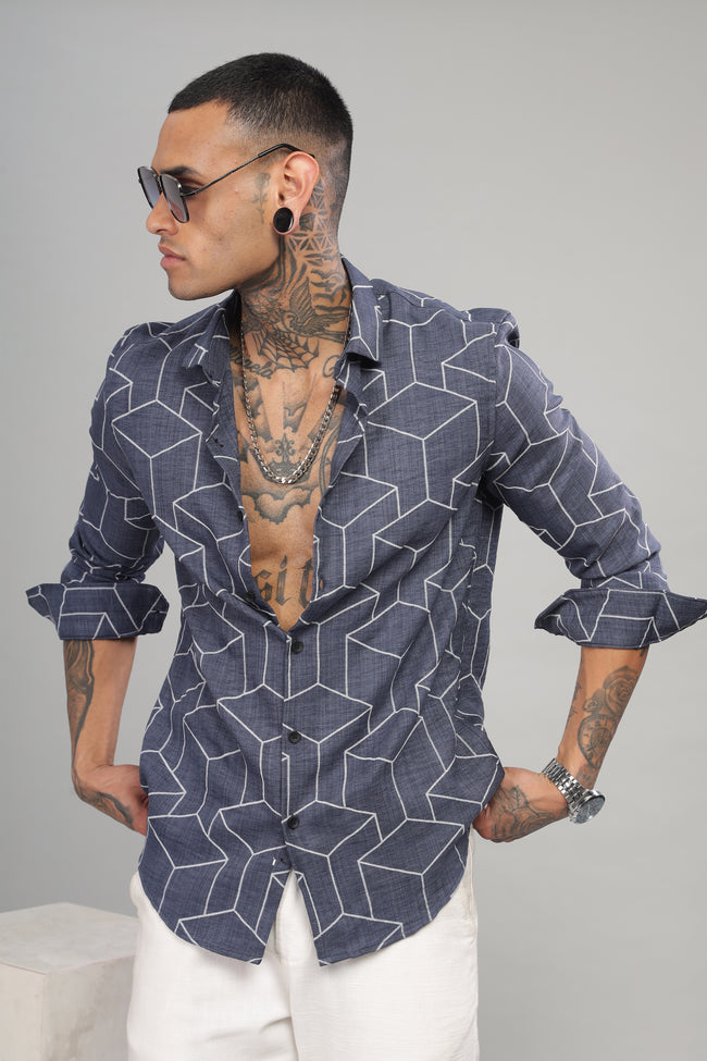 Men Dark Navy Slim Fit Shirt