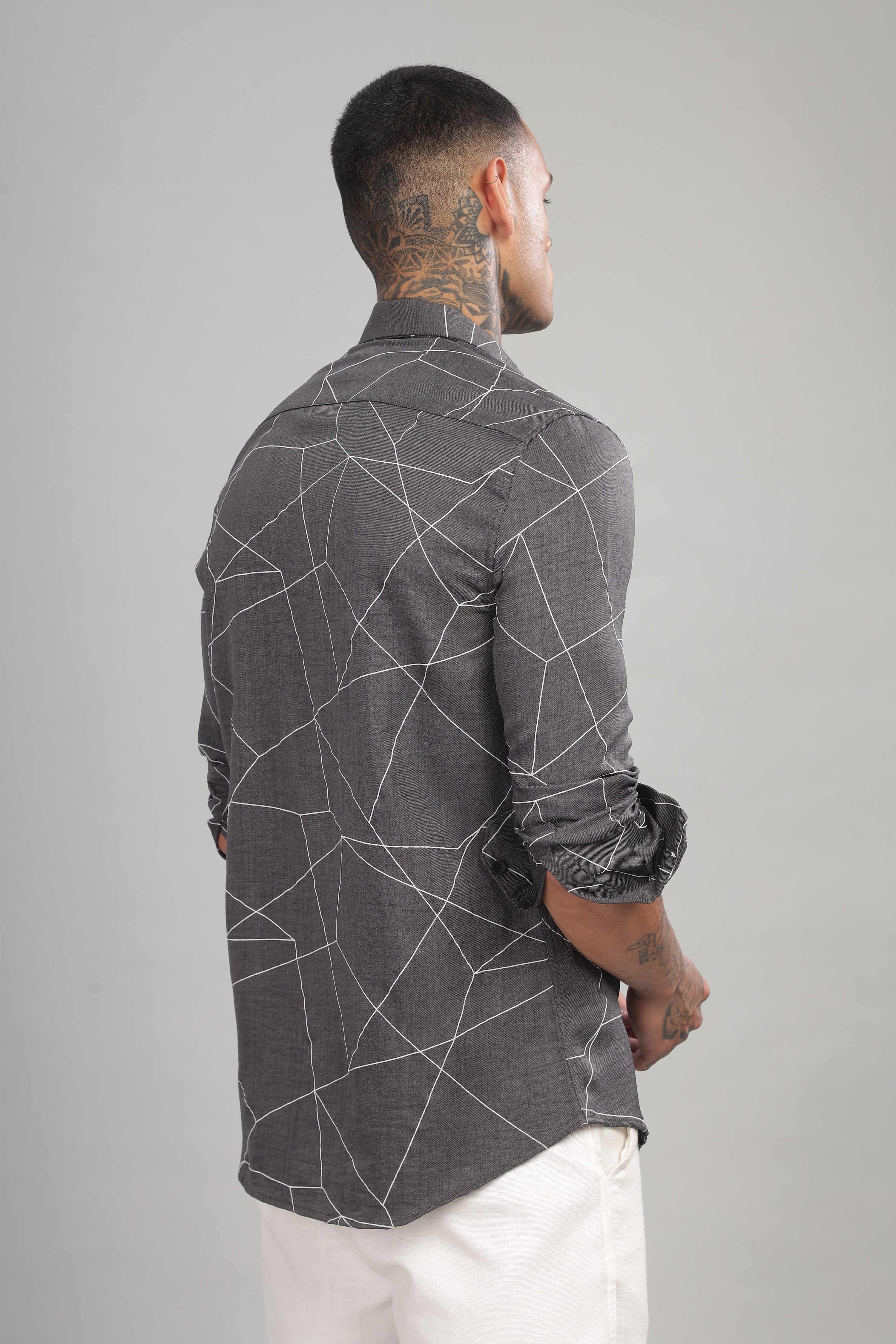 Men Dark Grey Slim Fit Shirt