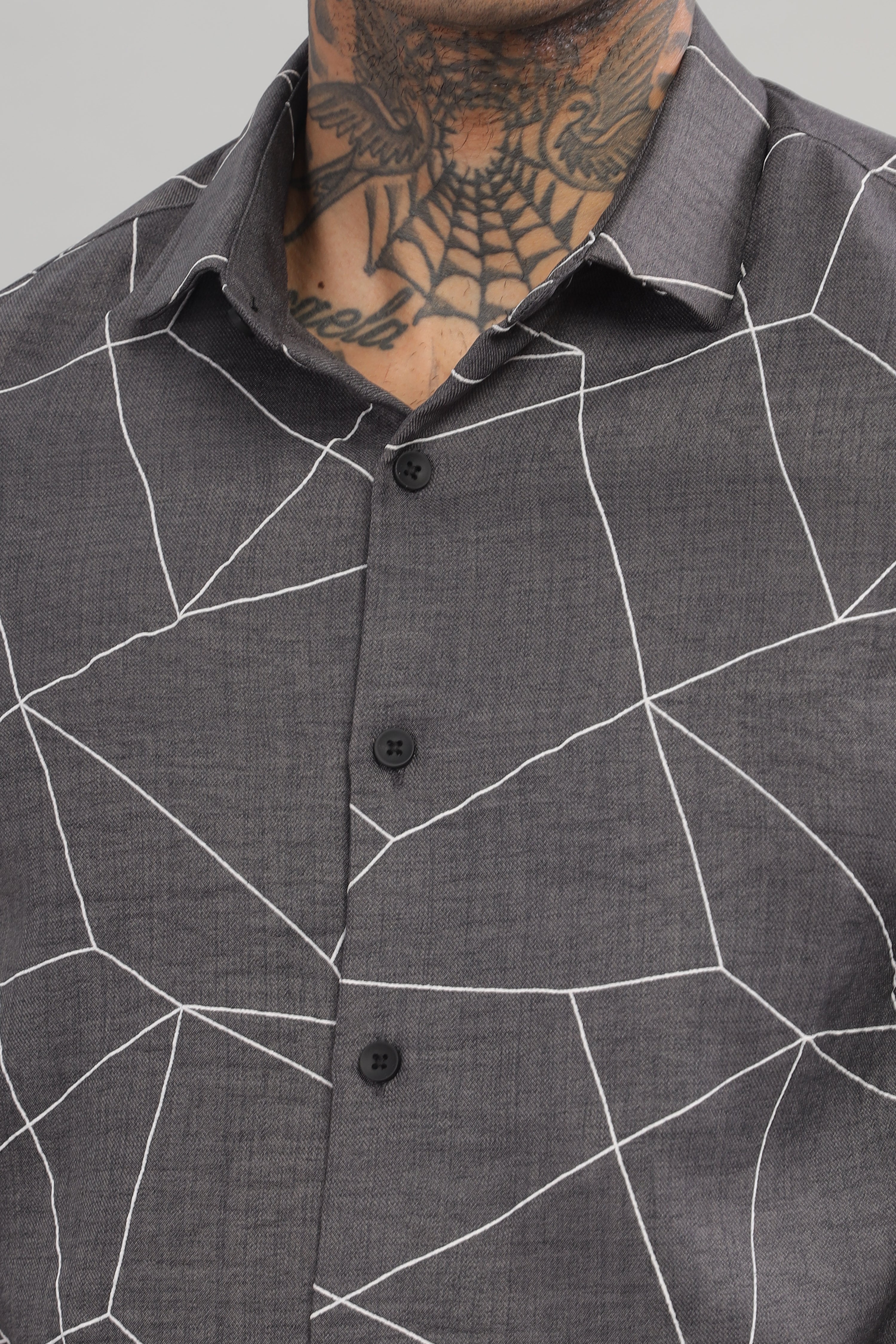 Men Dark Grey Slim Fit Shirt