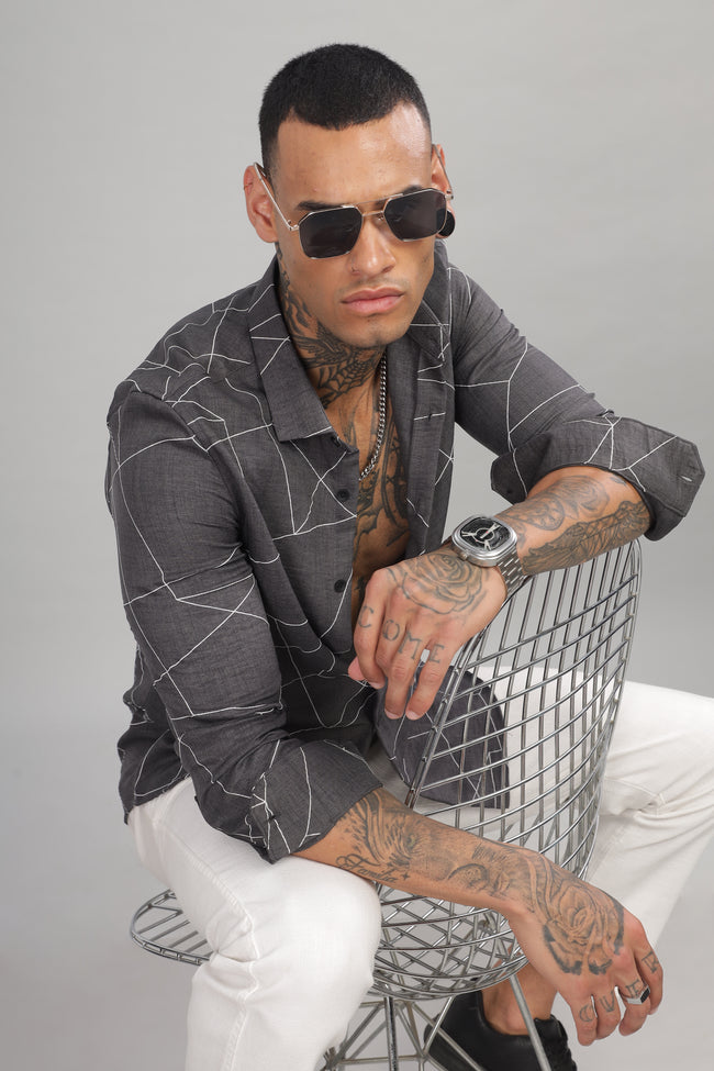 Men Dark Grey Slim Fit Shirt