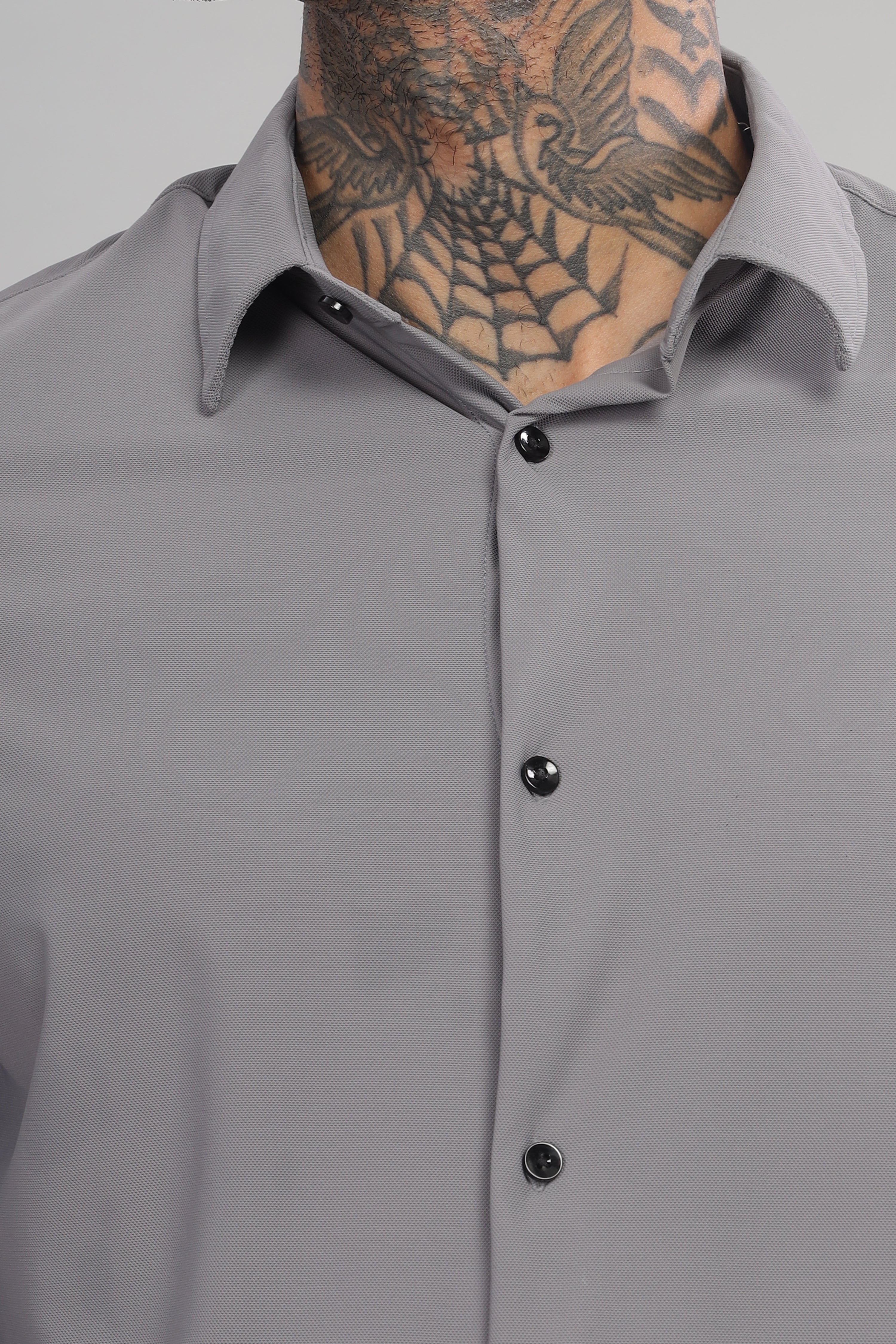 Men Grey Blue Slim Fit Shirt
