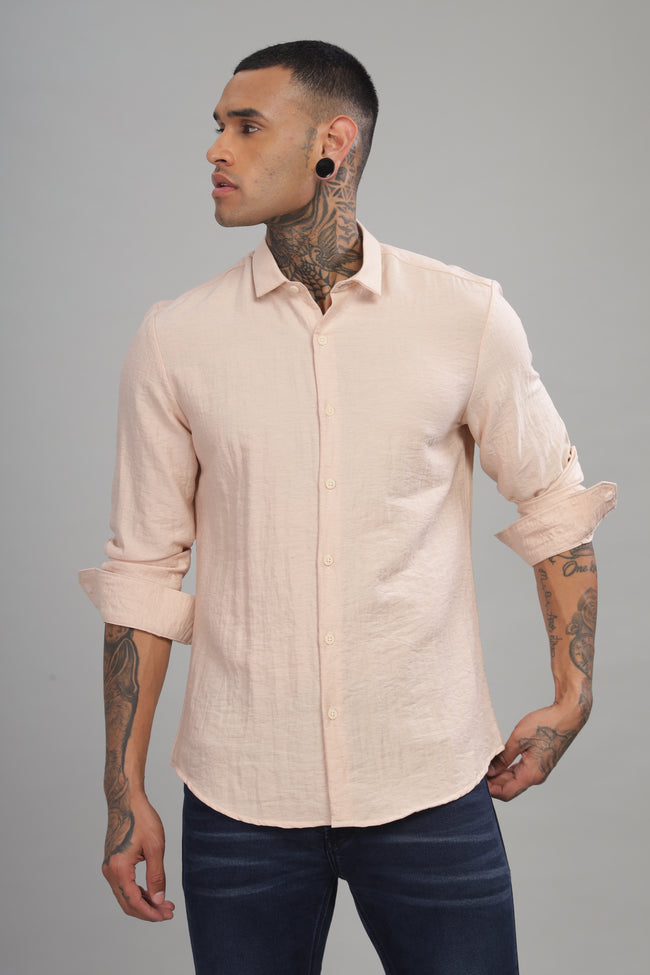 Men Beige Slim Fit Shirt