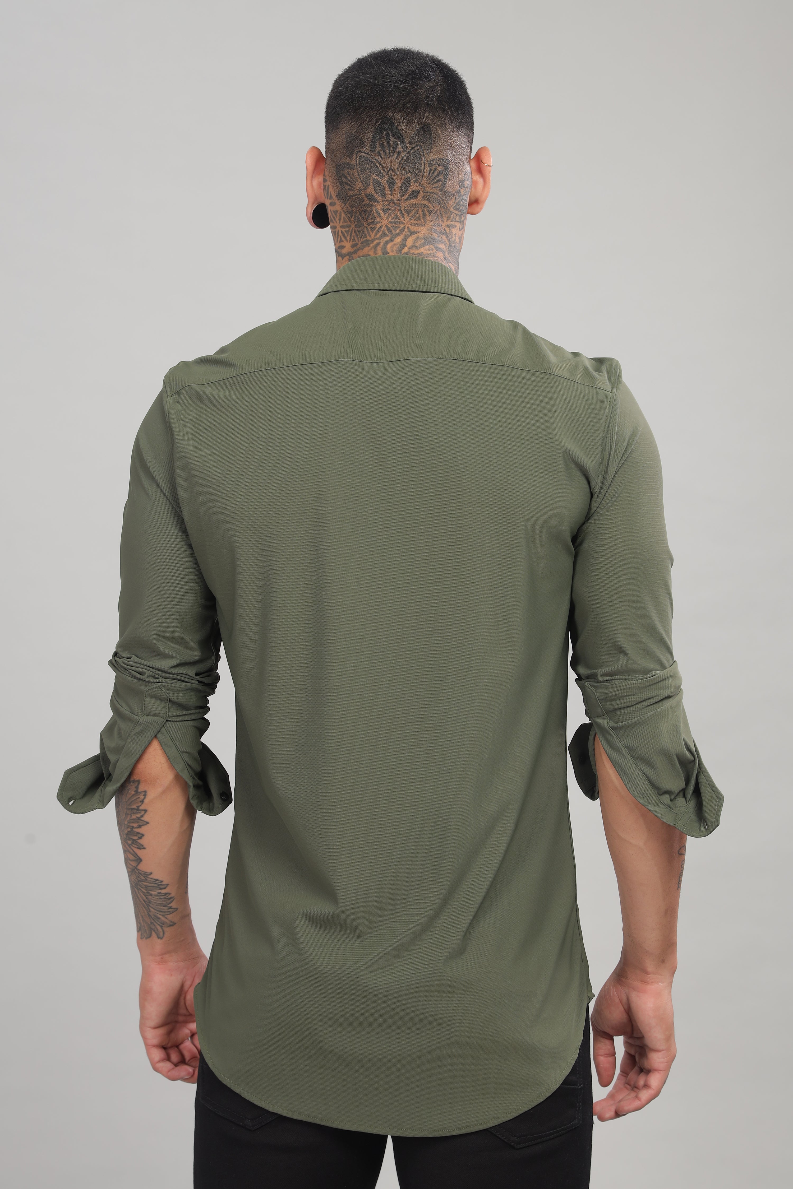 Men Dark Green Slim Fit Shirt