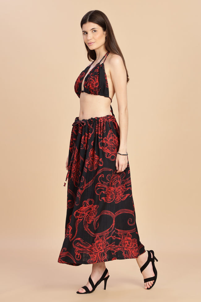 Women Raging Bloom Ruched Gauge Cotton Bikini Top