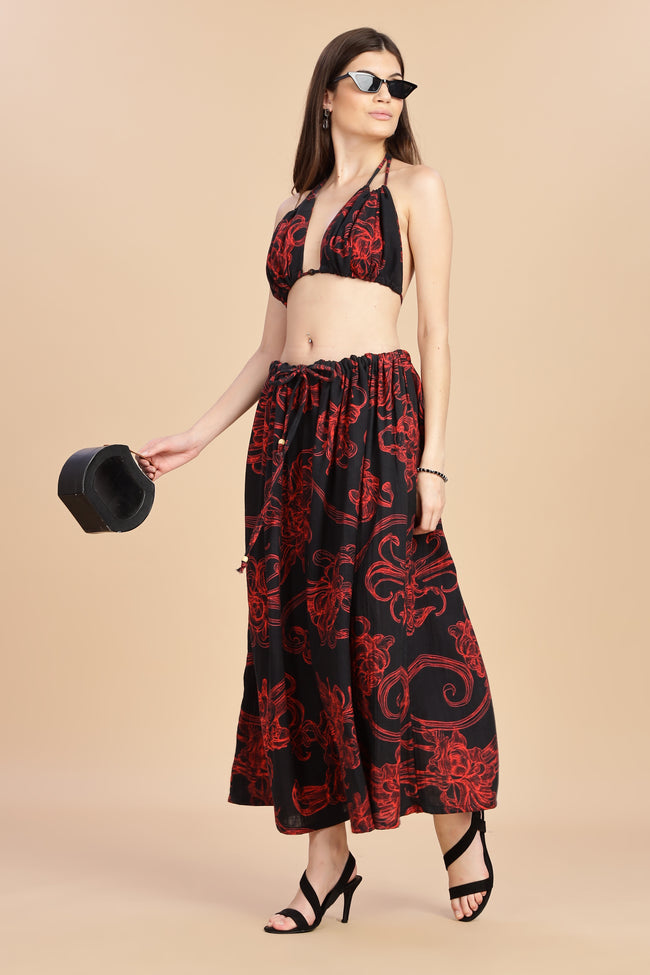 Women Raging Bloom Ruched Gauge Cotton Bikini Top