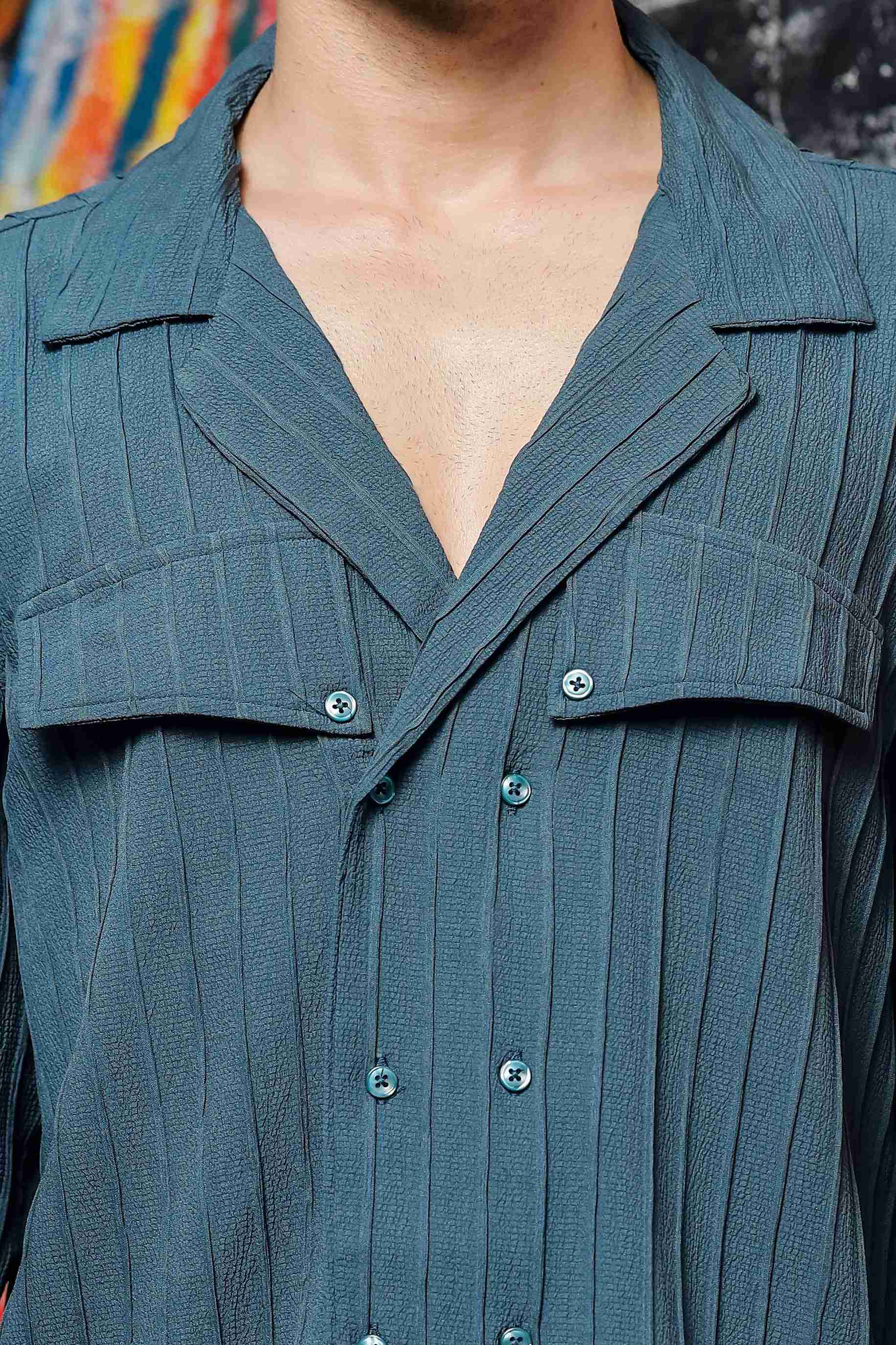 Men Blue Korean Shirt