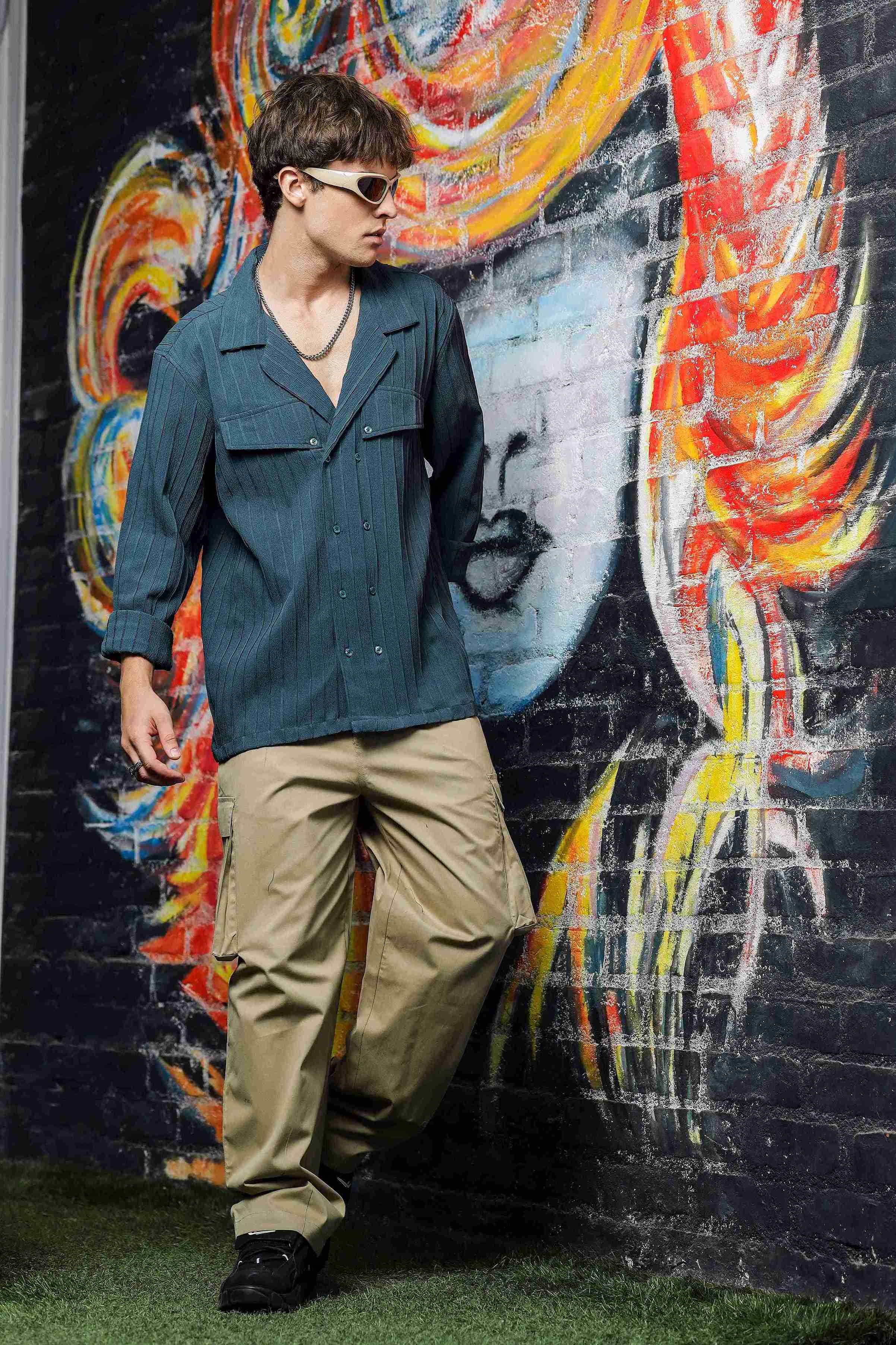 Men Blue Korean Shirt