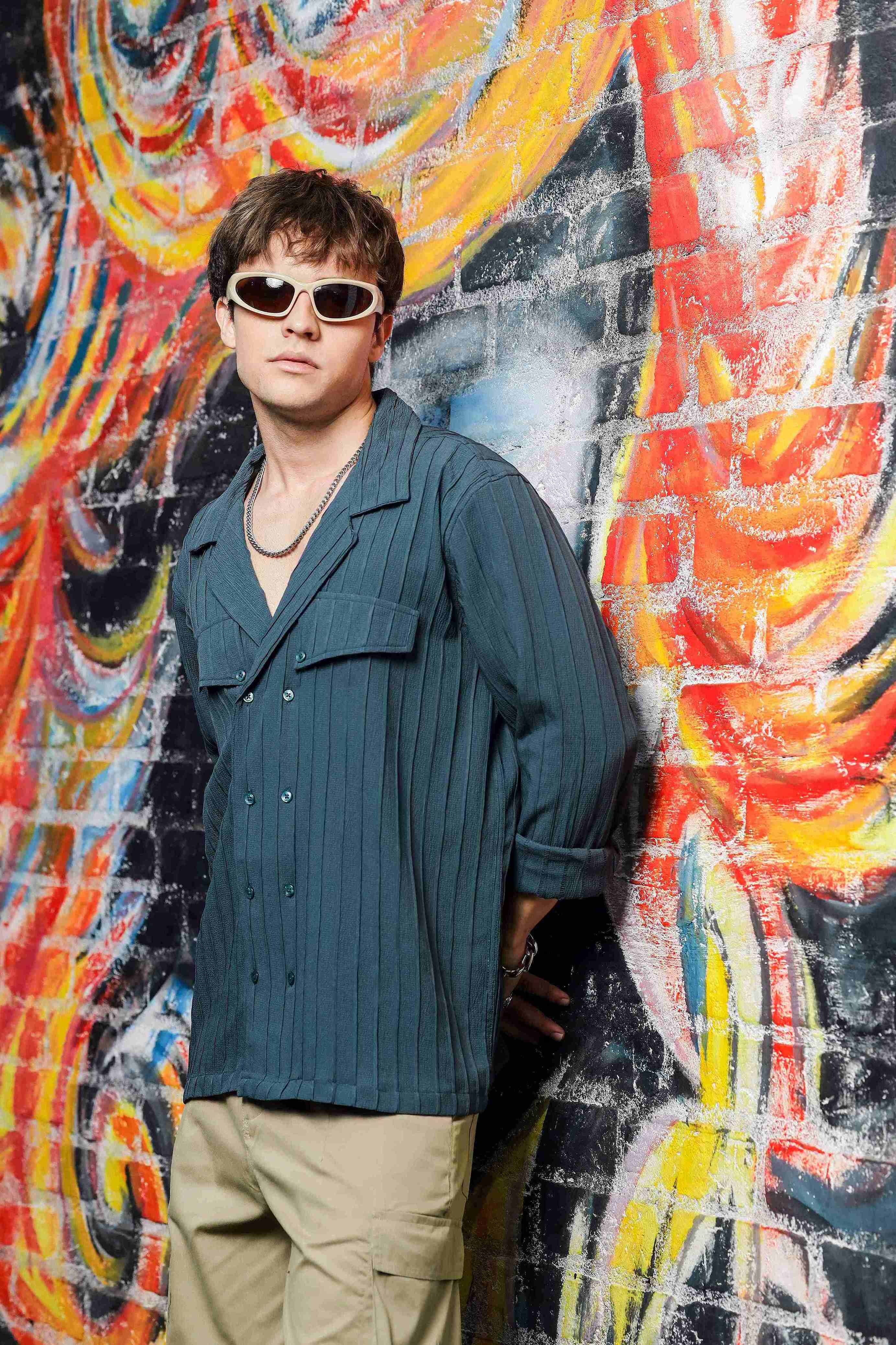 Men Blue Korean Shirt