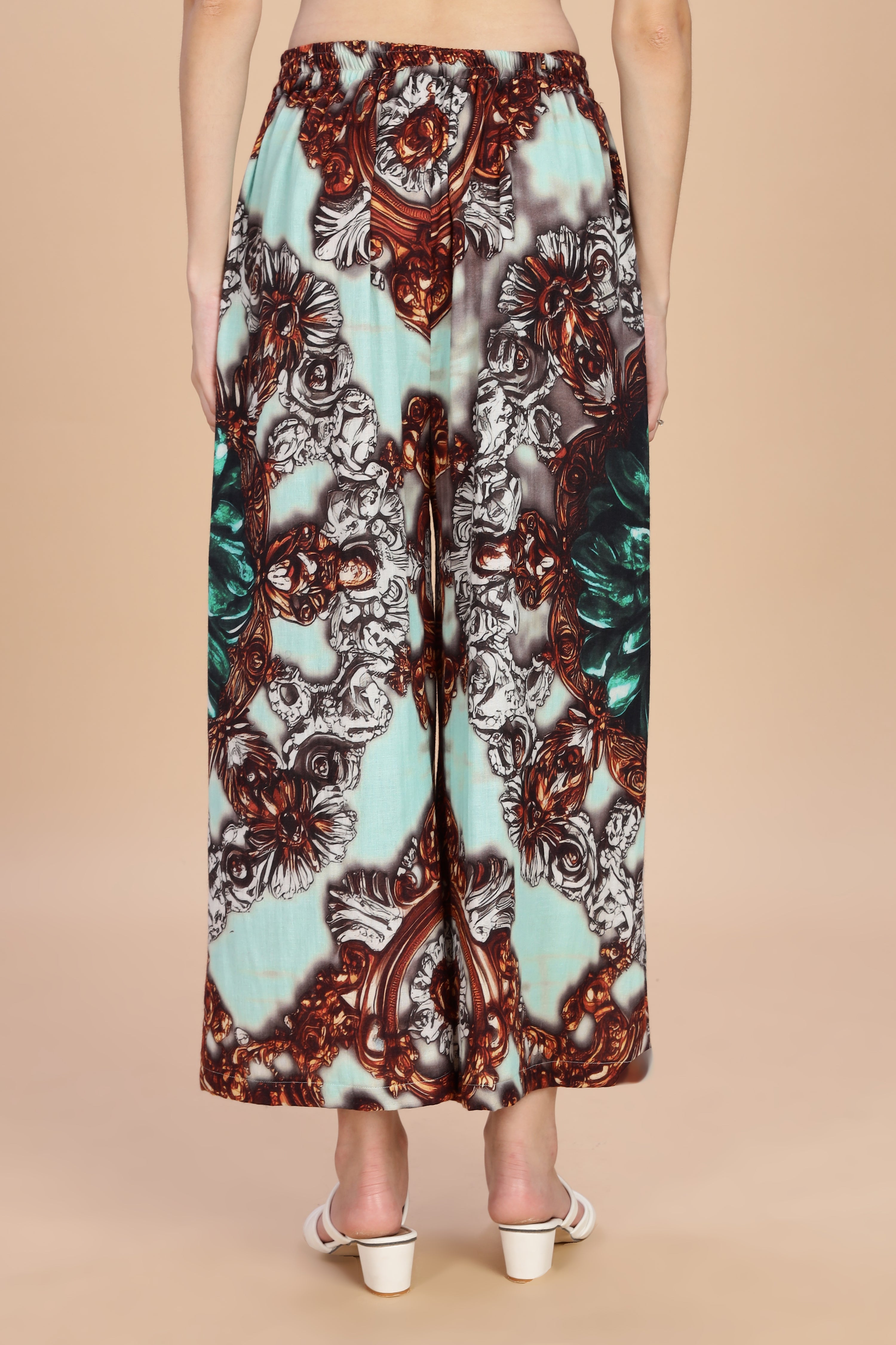 Women Jade Gauge Cotton Flared Pant