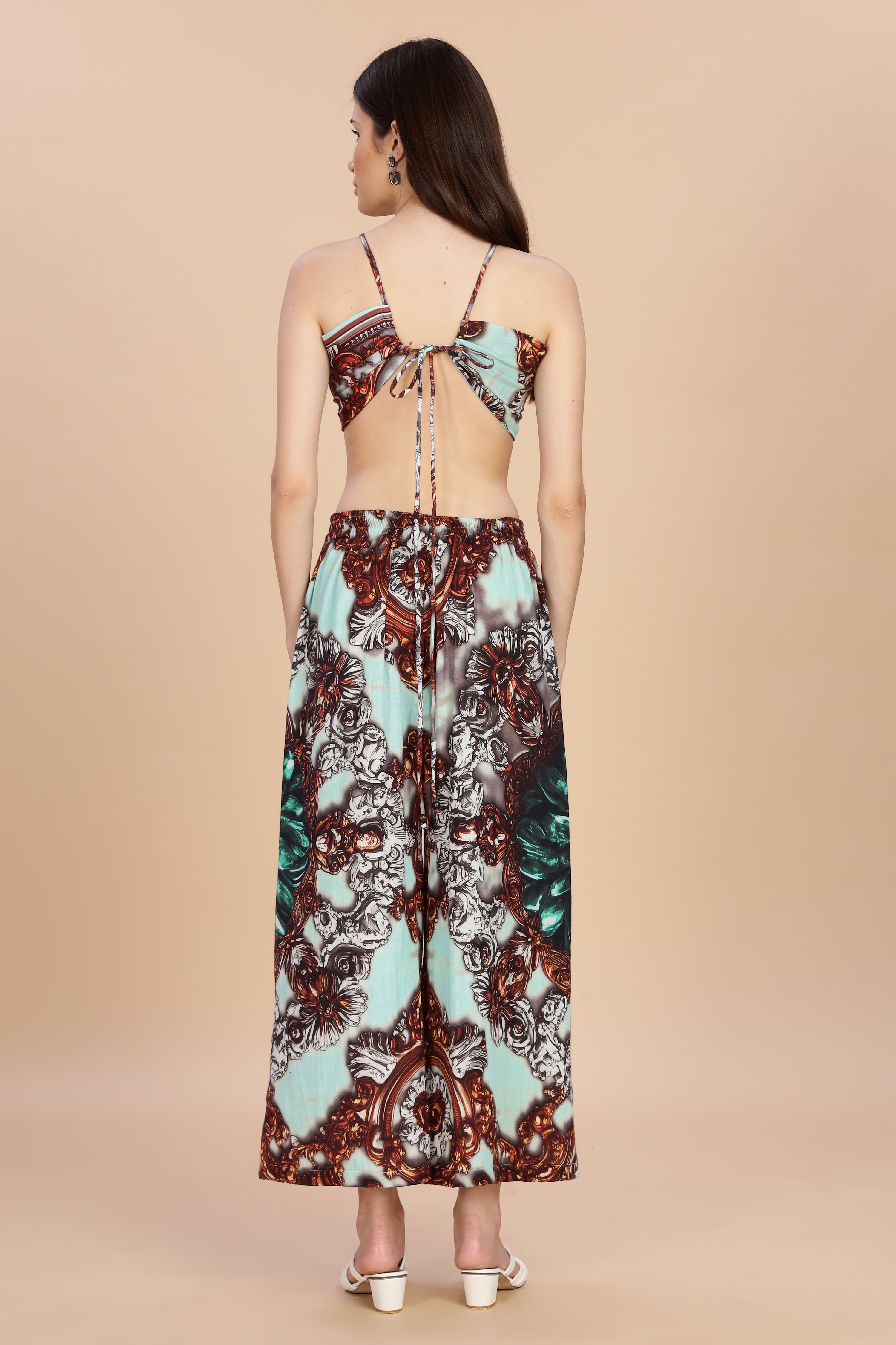 Women Jade Gauge Cotton Flared Pant