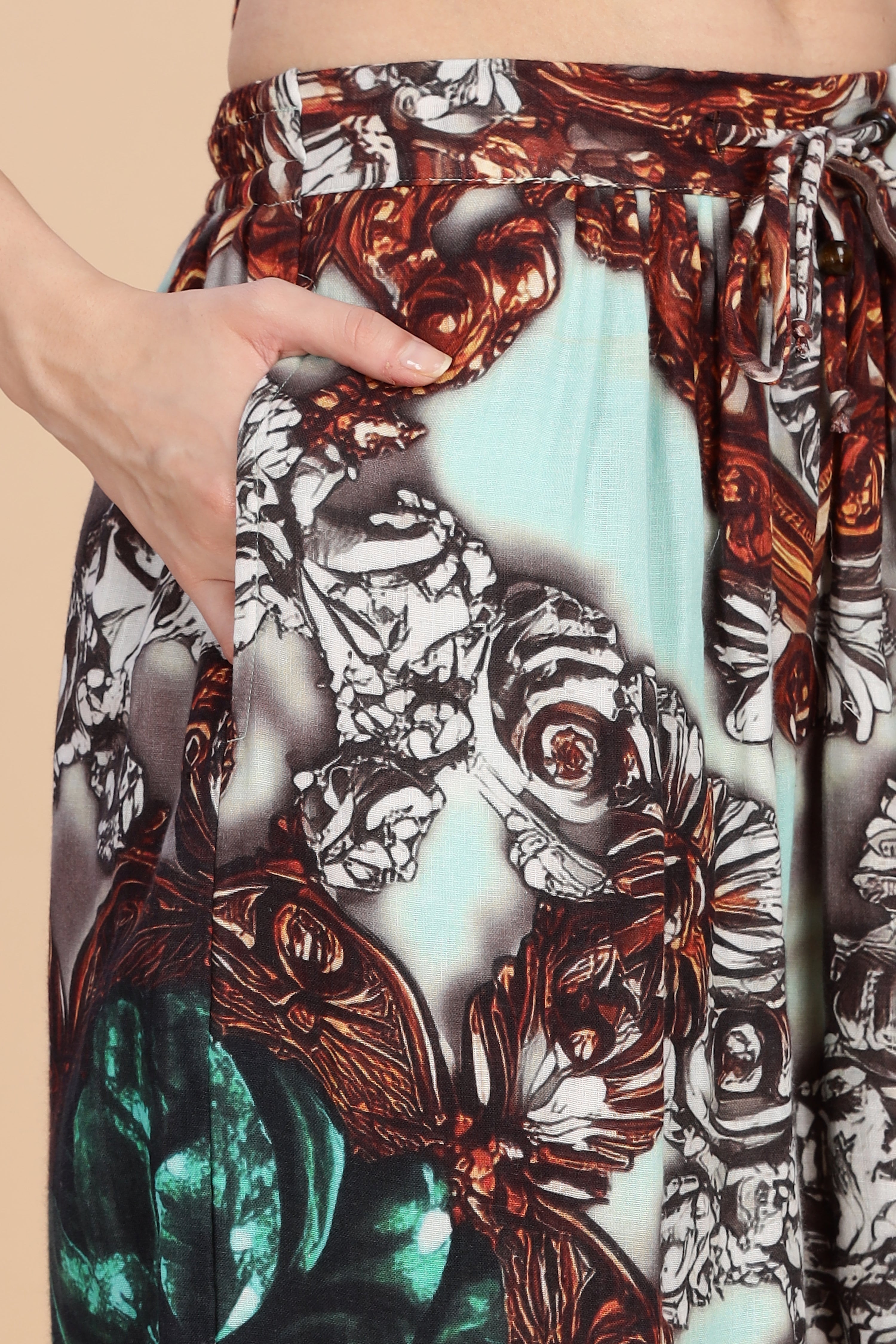 Women Jade Gauge Cotton Flared Pant