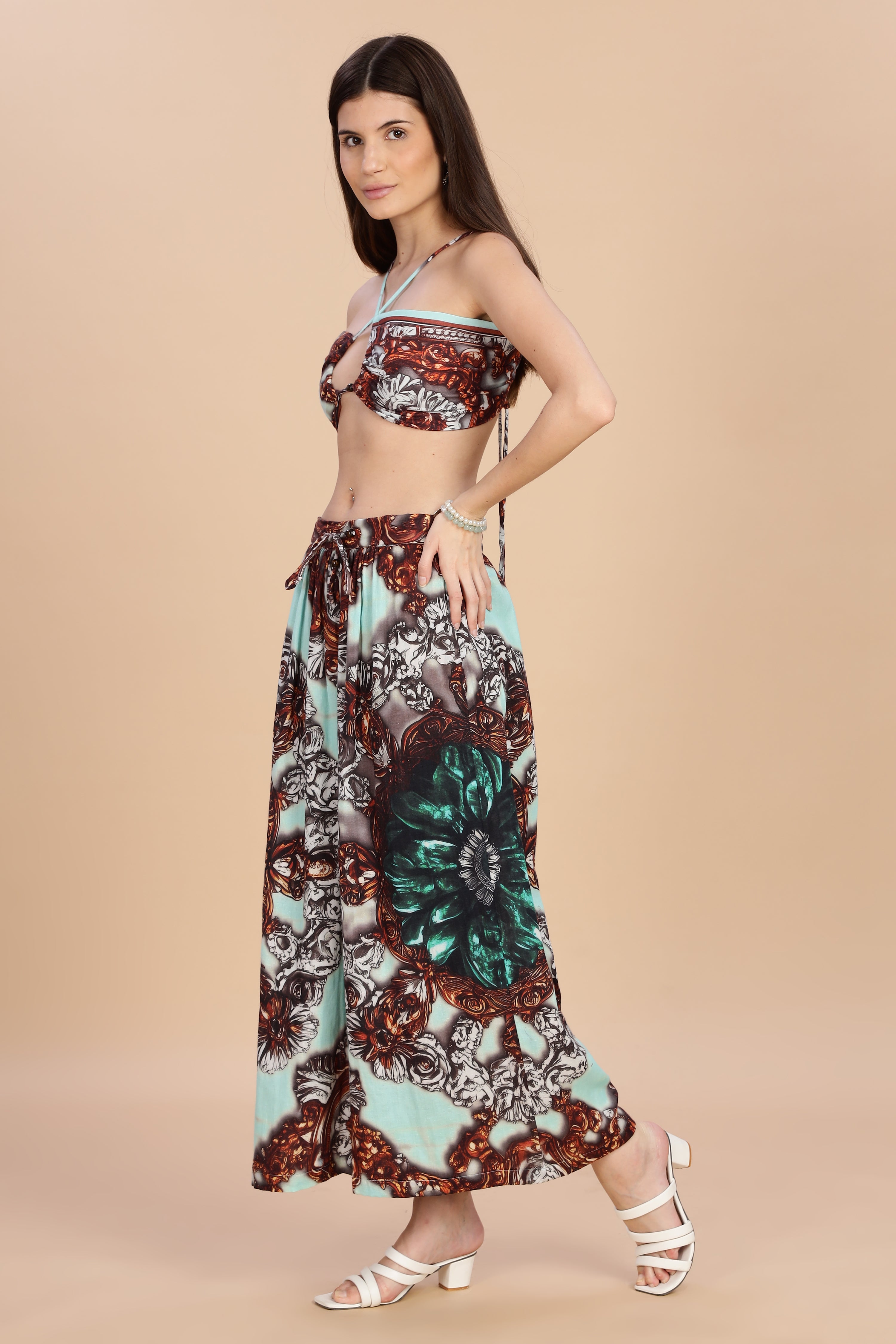 Women Jade Gauge Cotton Flared Pant