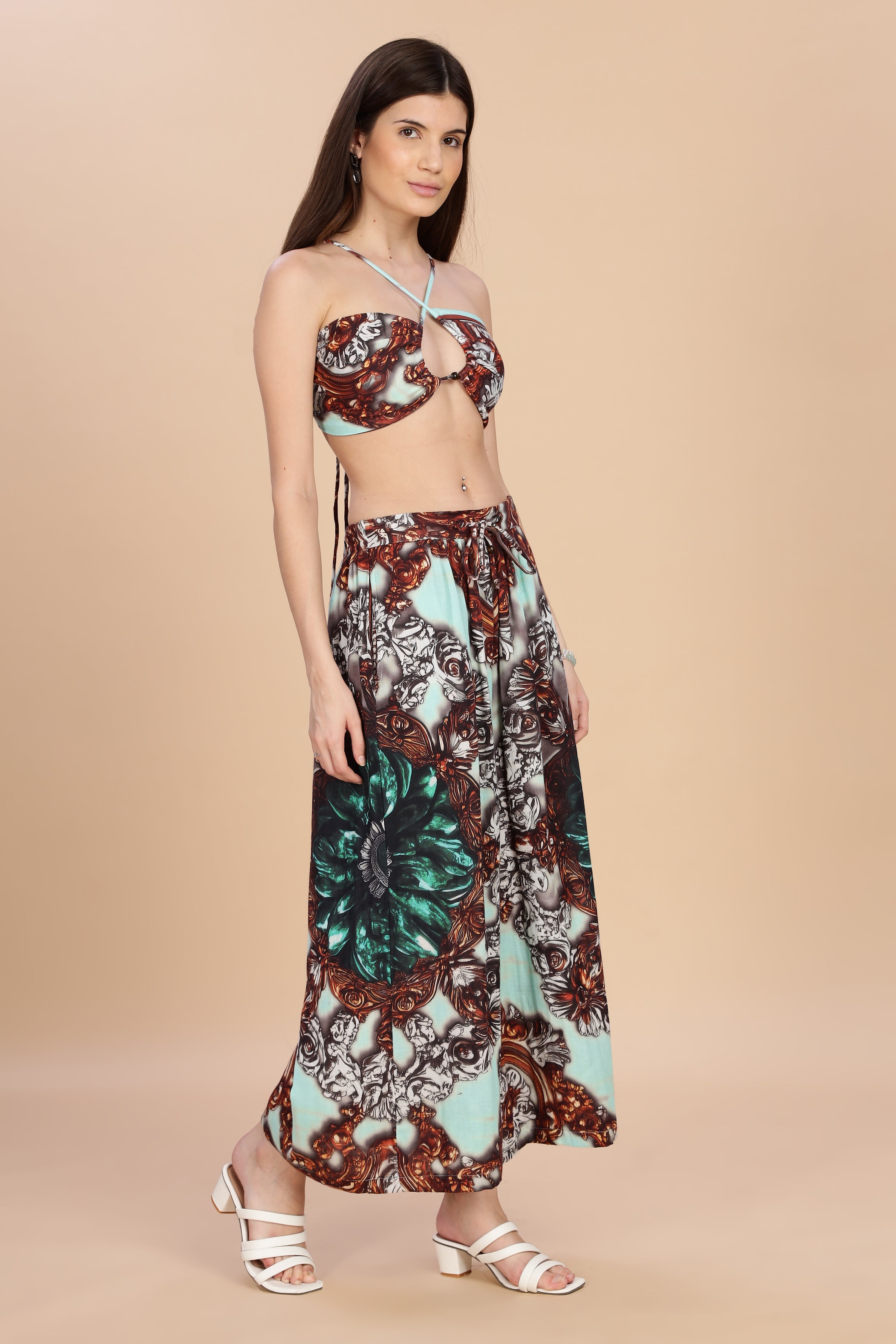 Women Jade Gauge Cotton Flared Pant