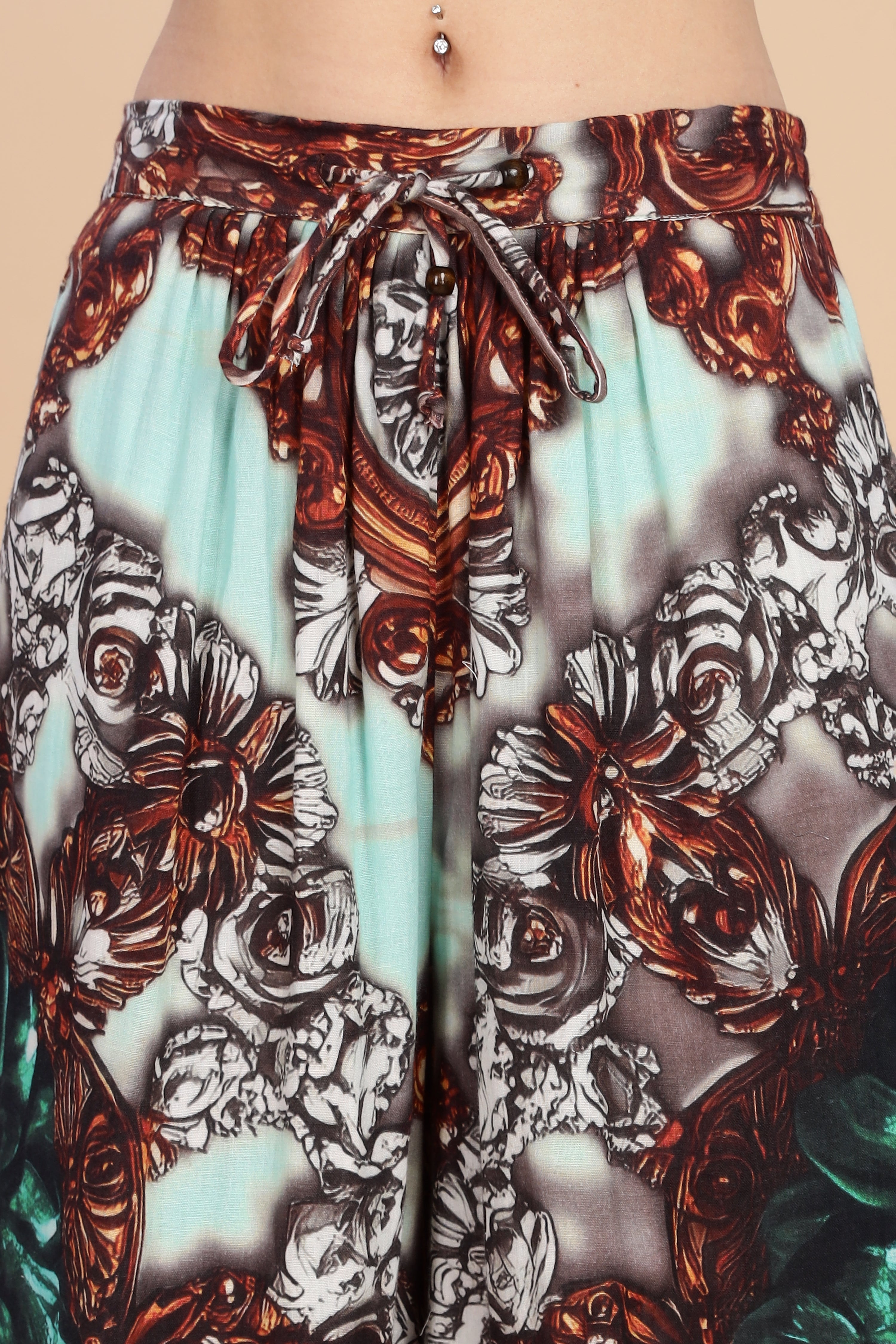 Women Jade Gauge Cotton Flared Pant