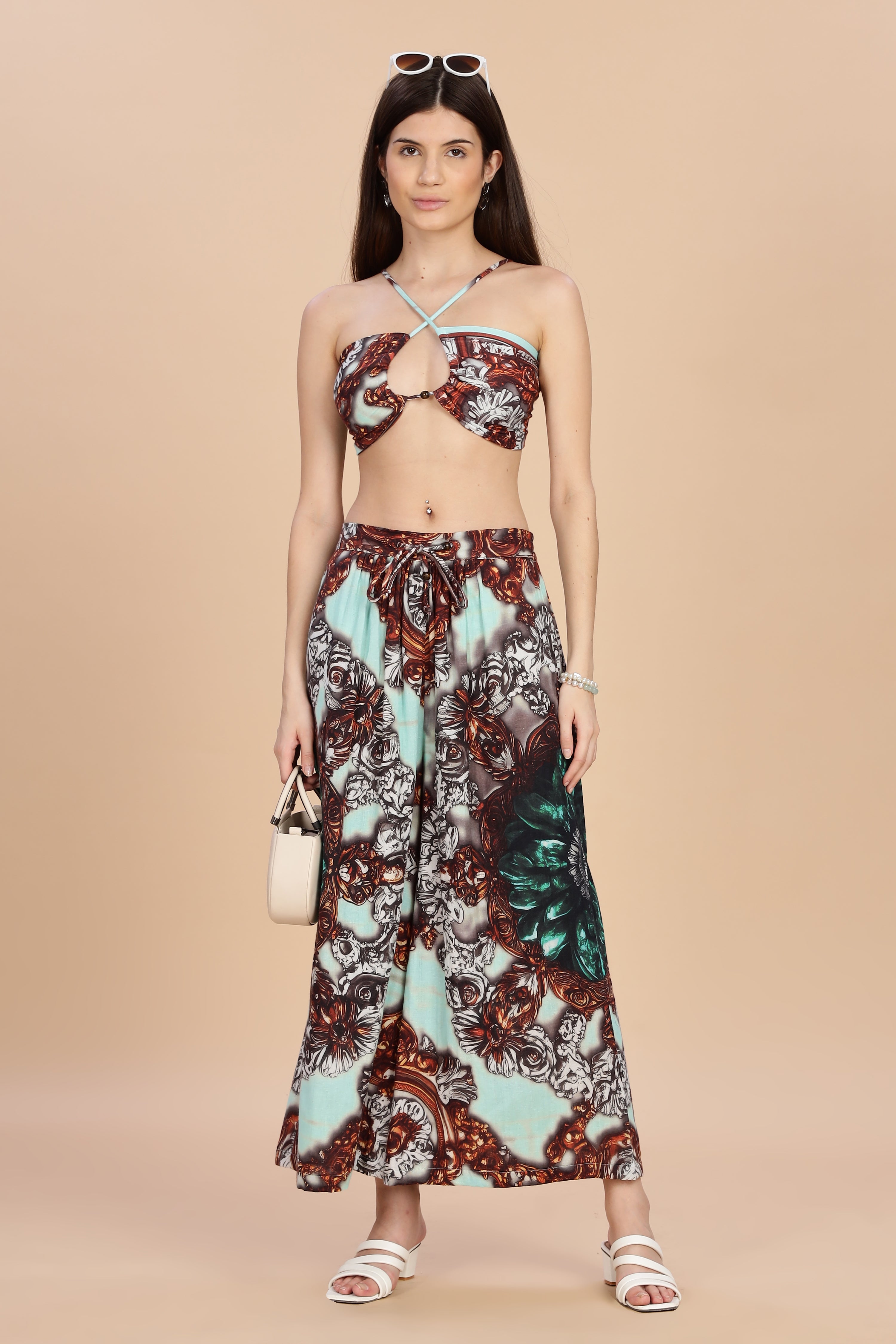 Women Jade Gauge Cotton Flared Pant