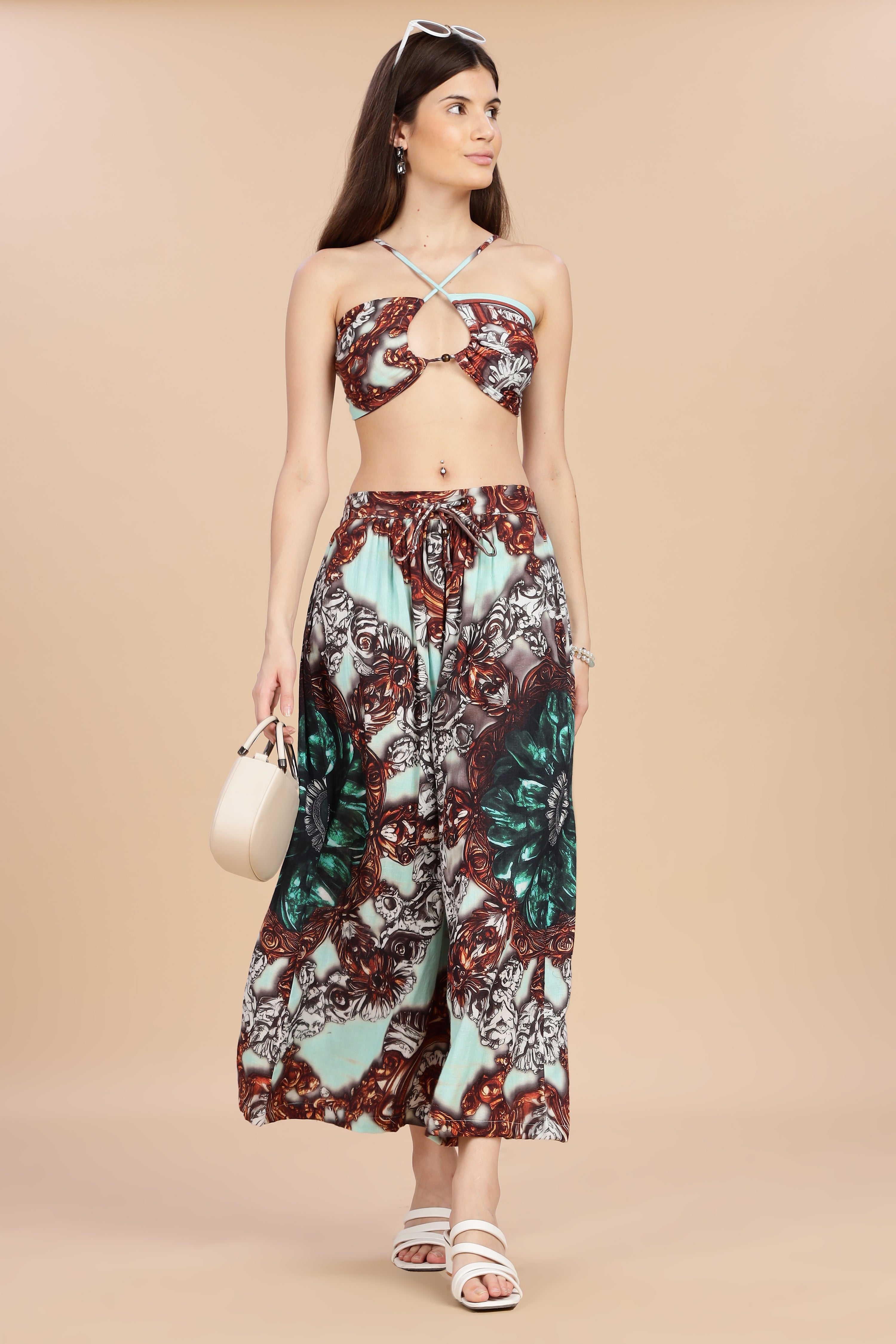 Women Jade Gauge Cotton Flared Pant