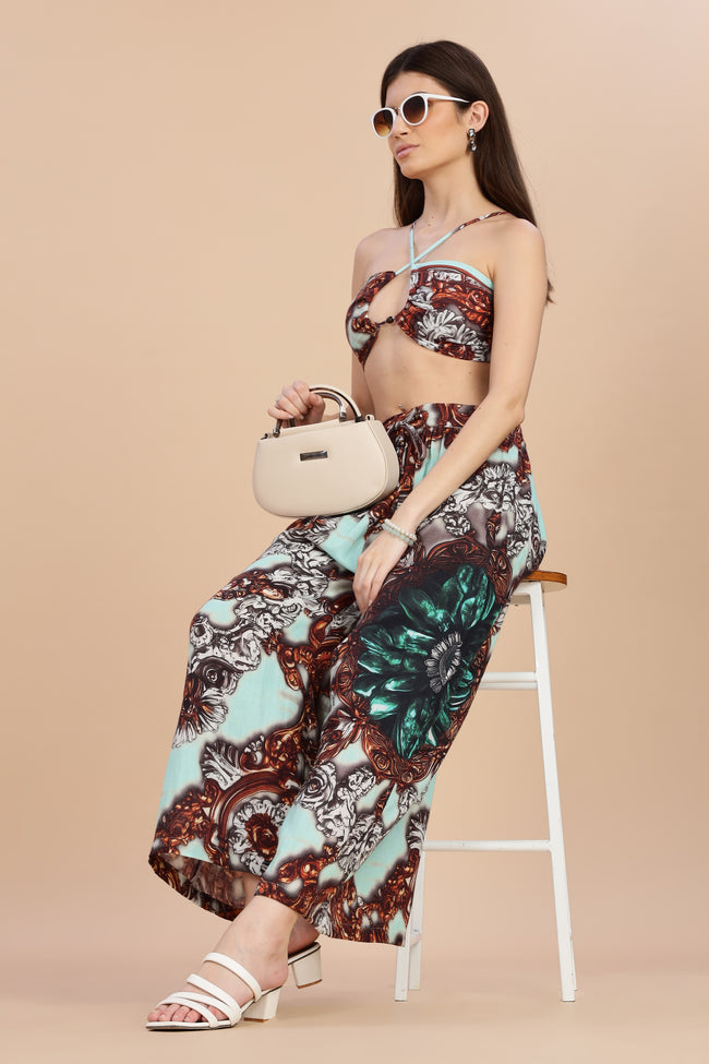 Women Jade Gauge Cotton Flared Pant