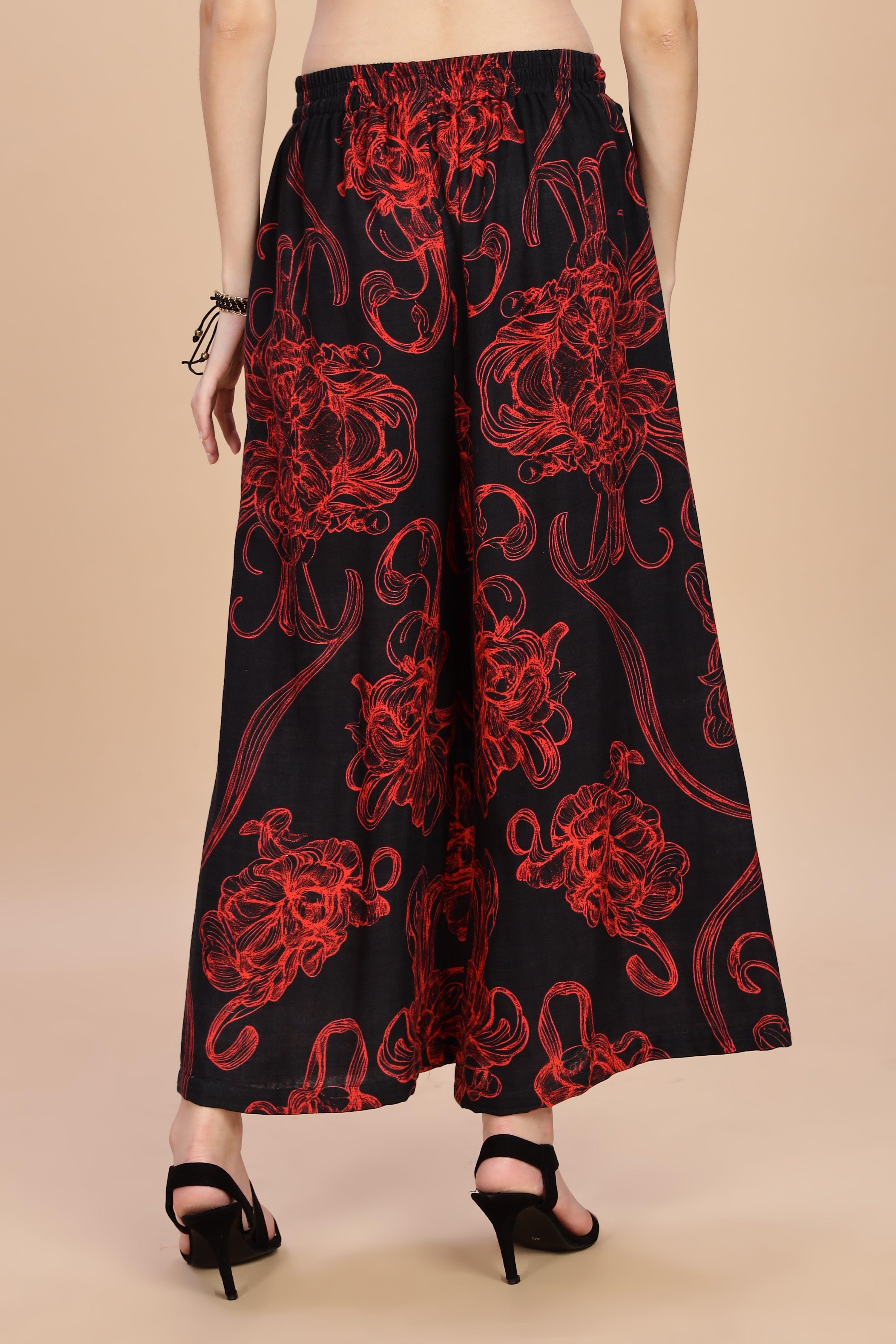 Women Raging Bloom Flared Gauge Cotton Pant