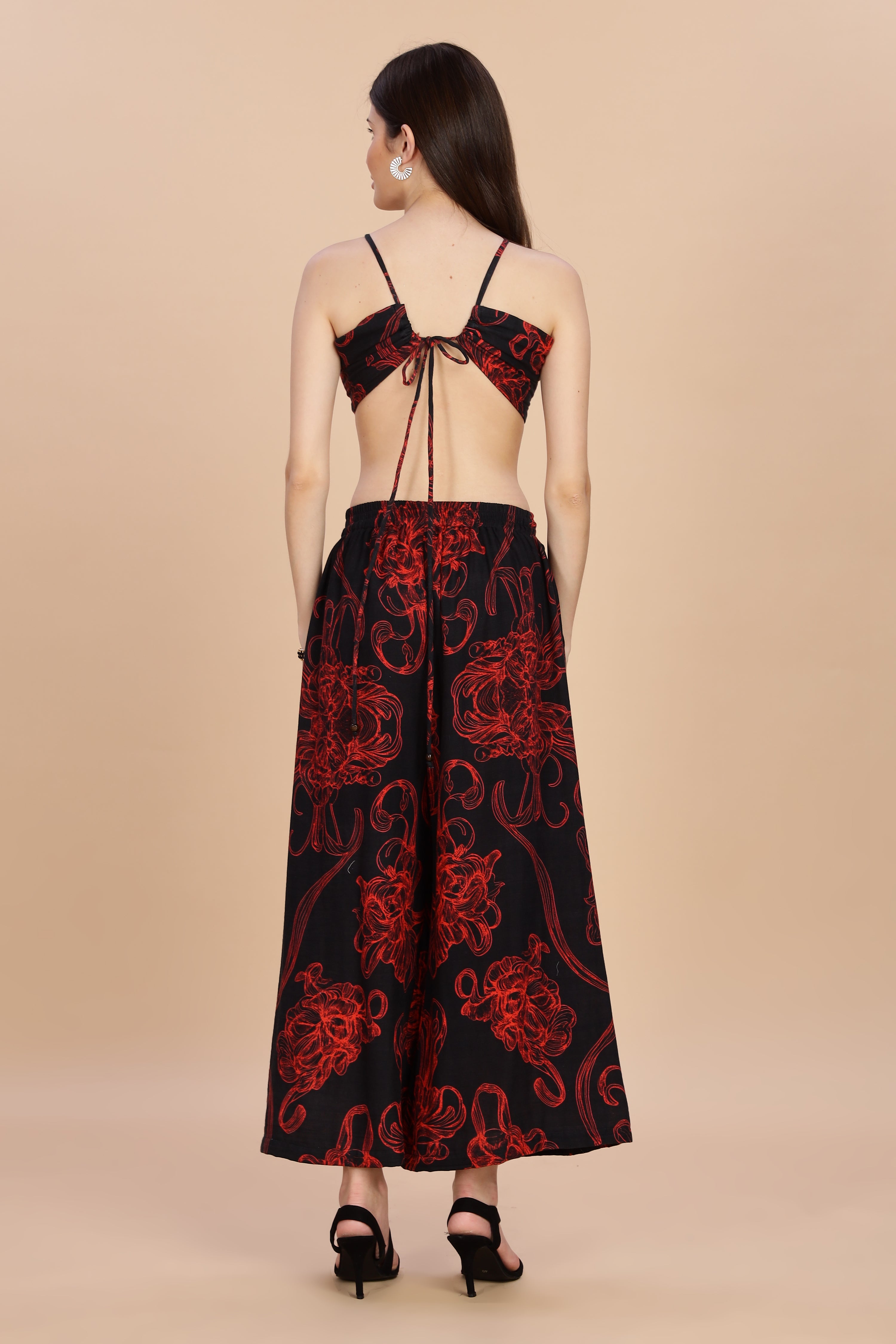 Women Raging Bloom Flared Gauge Cotton Pant