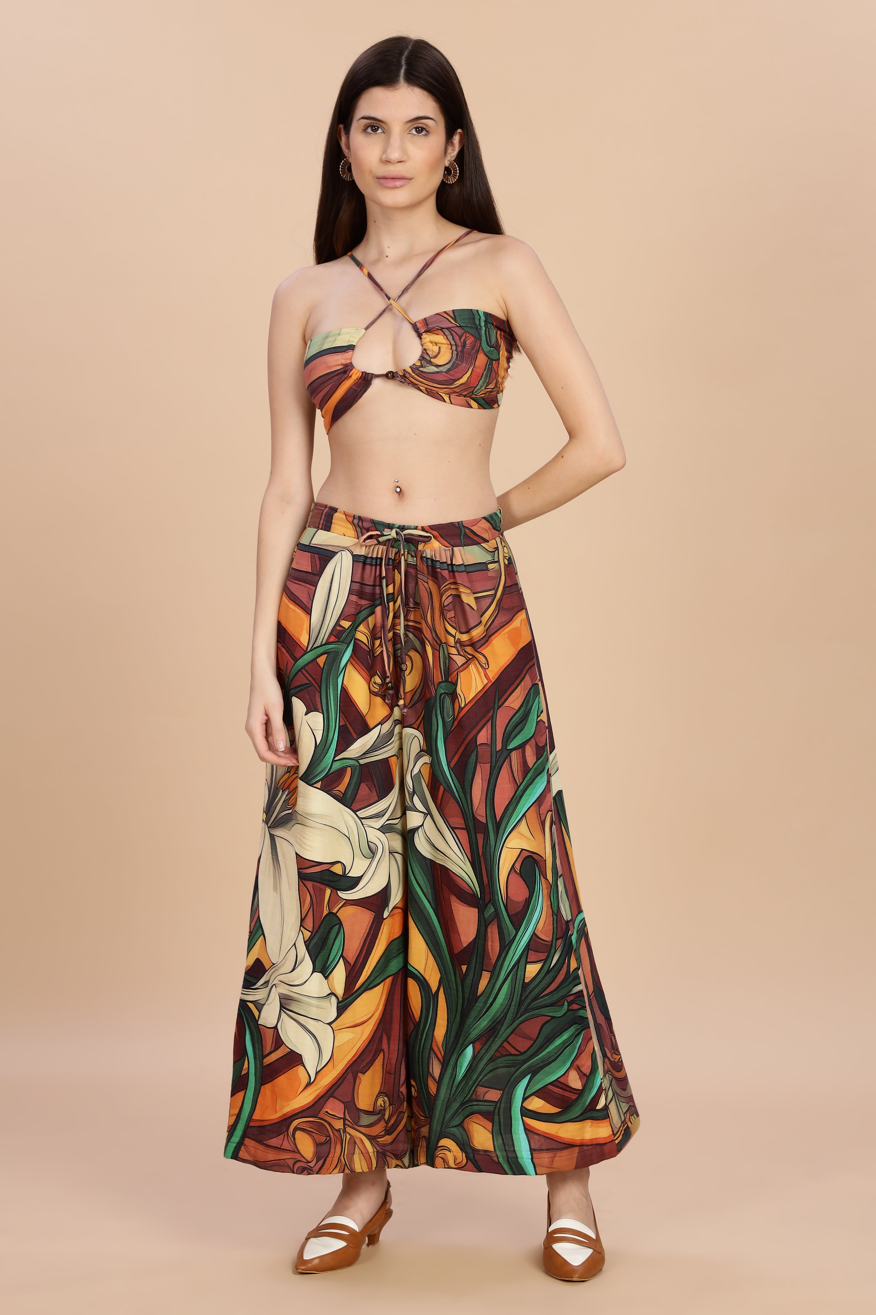 Women Liliare Ruched Bikini Gauge Cotton Top