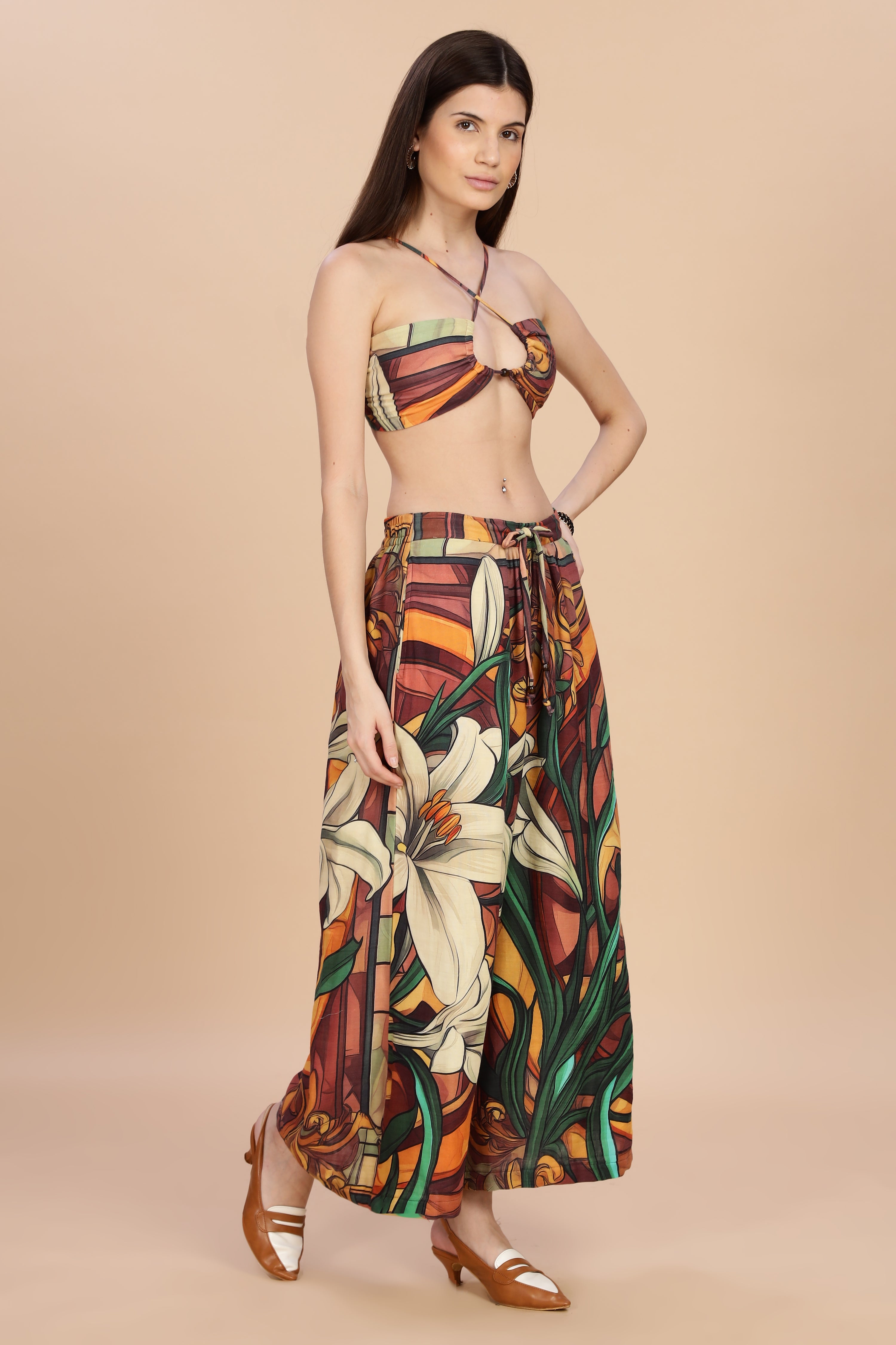 Women Liliare Ruched Bikini Gauge Cotton Top