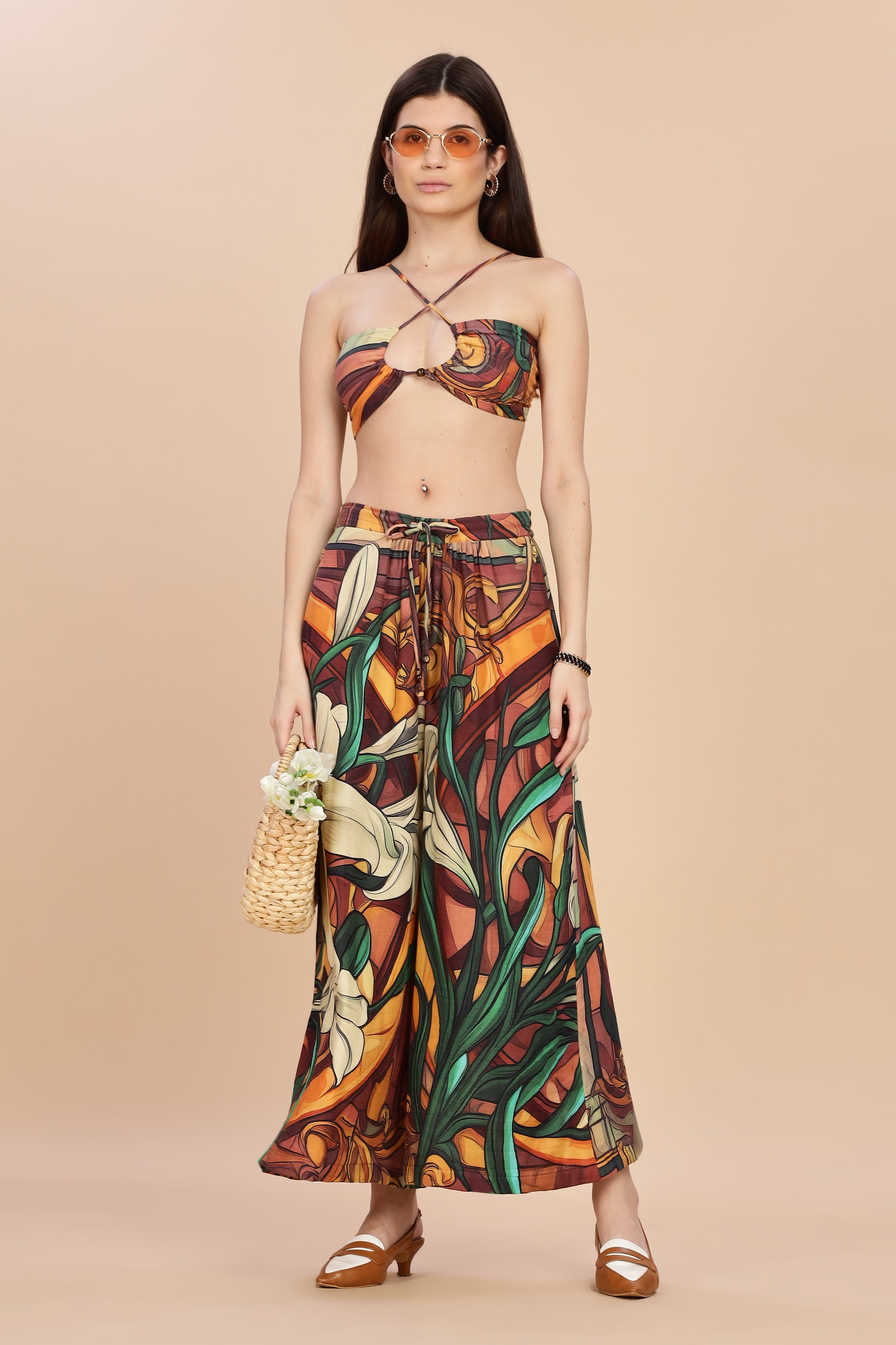 Women Liliare Ruched Bikini Gauge Cotton Top