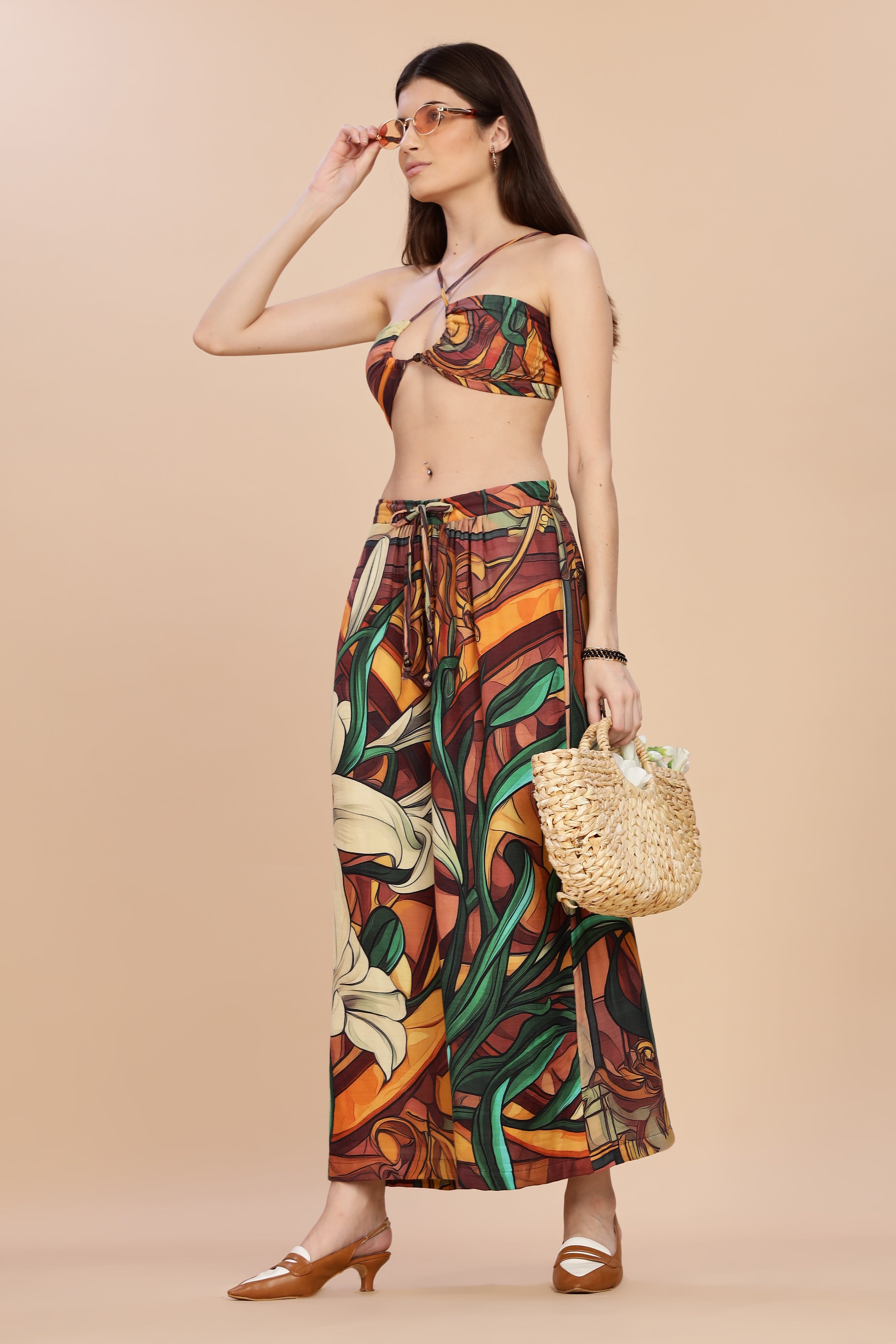 Women Liliare Ruched Bikini Gauge Cotton Top