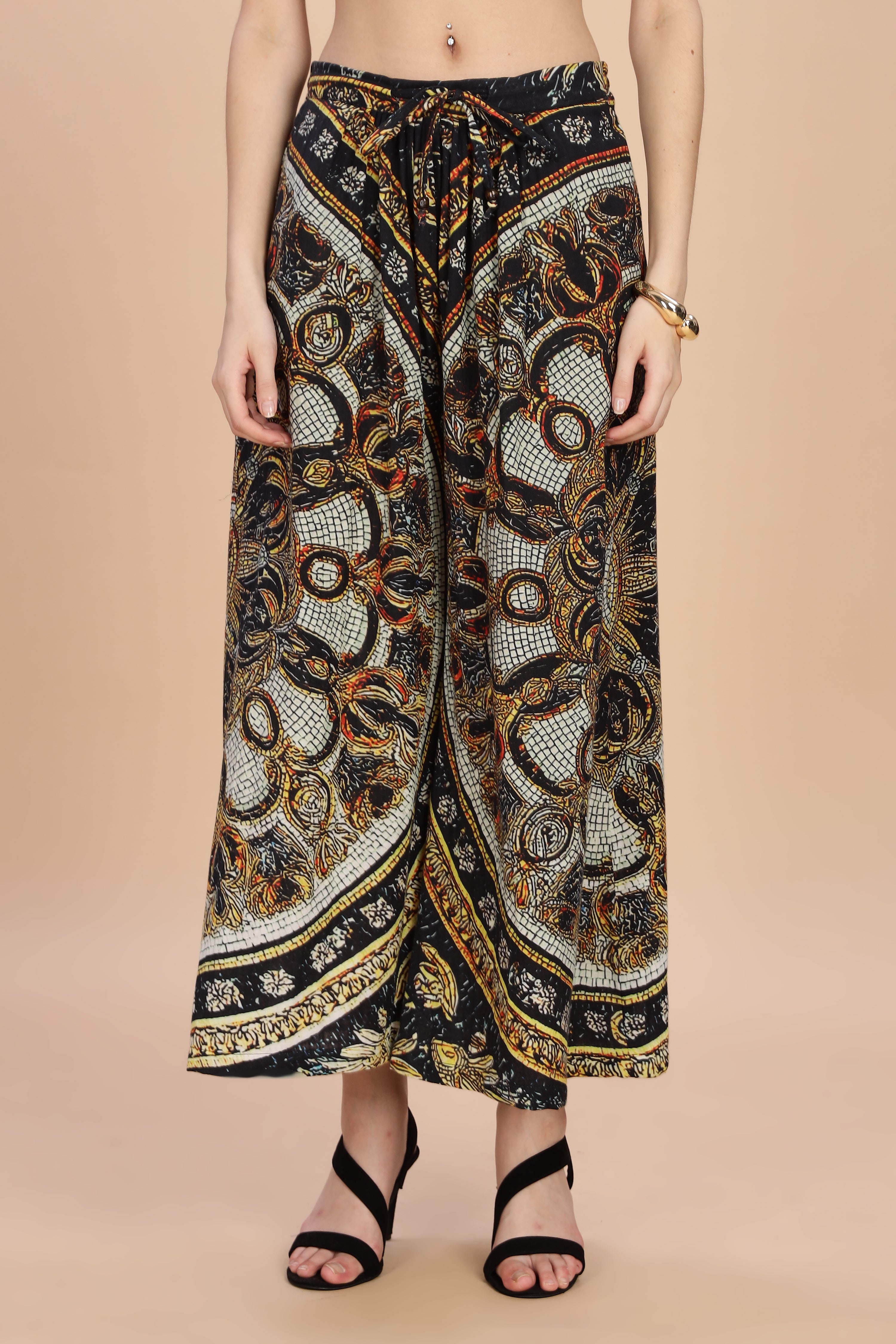 Women Topaz Flared Gauge Cotton Pant