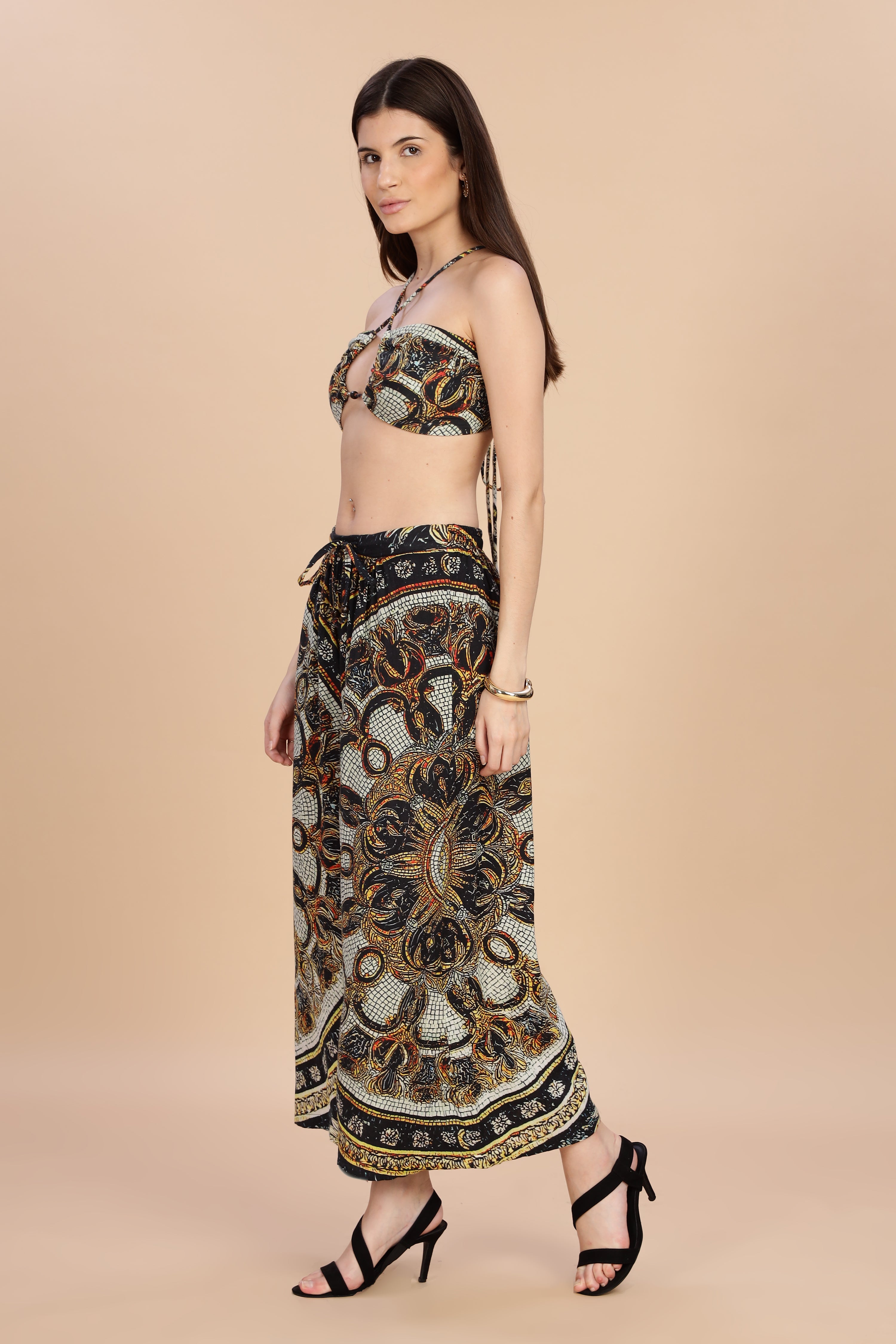 Women Topaz Flared Gauge Cotton Pant