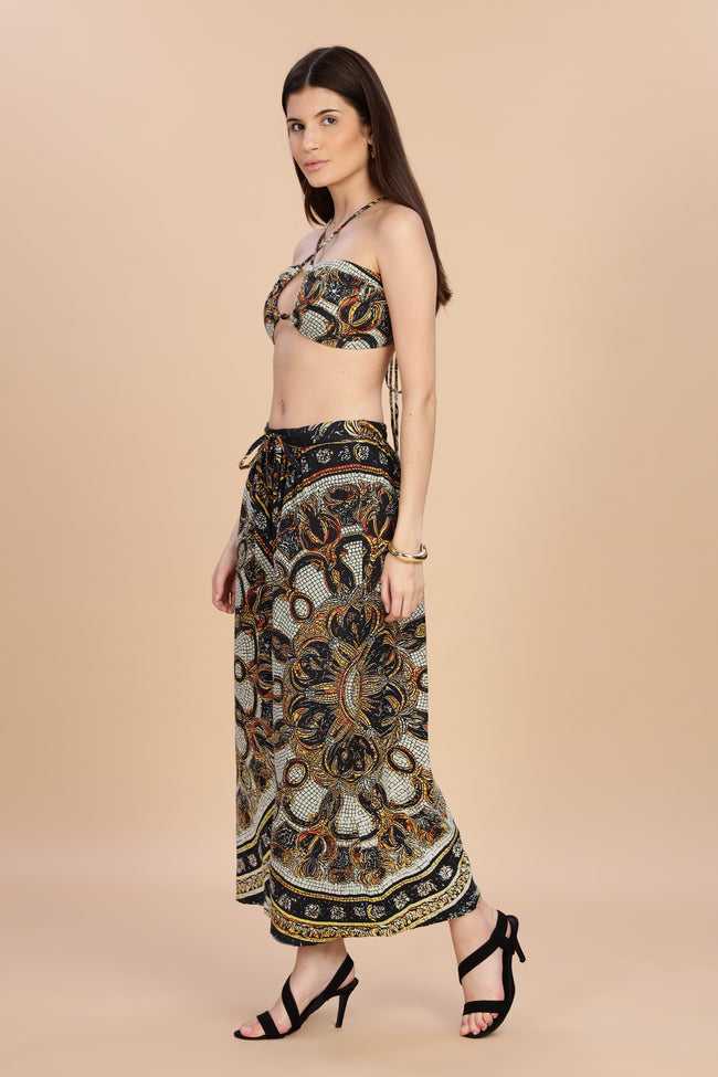 Women Topaz Flared Gauge Cotton Pant