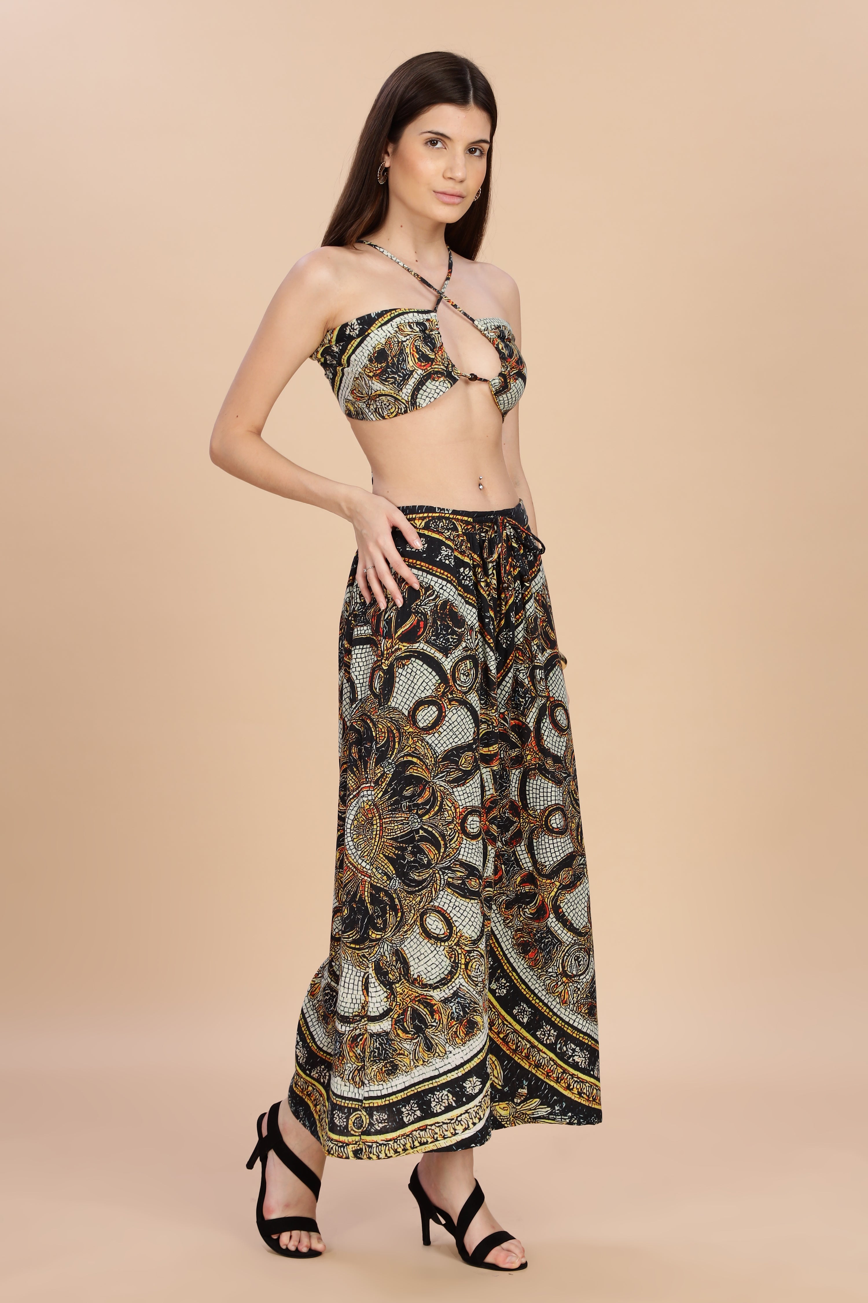 Women Topaz Flared Gauge Cotton Pant