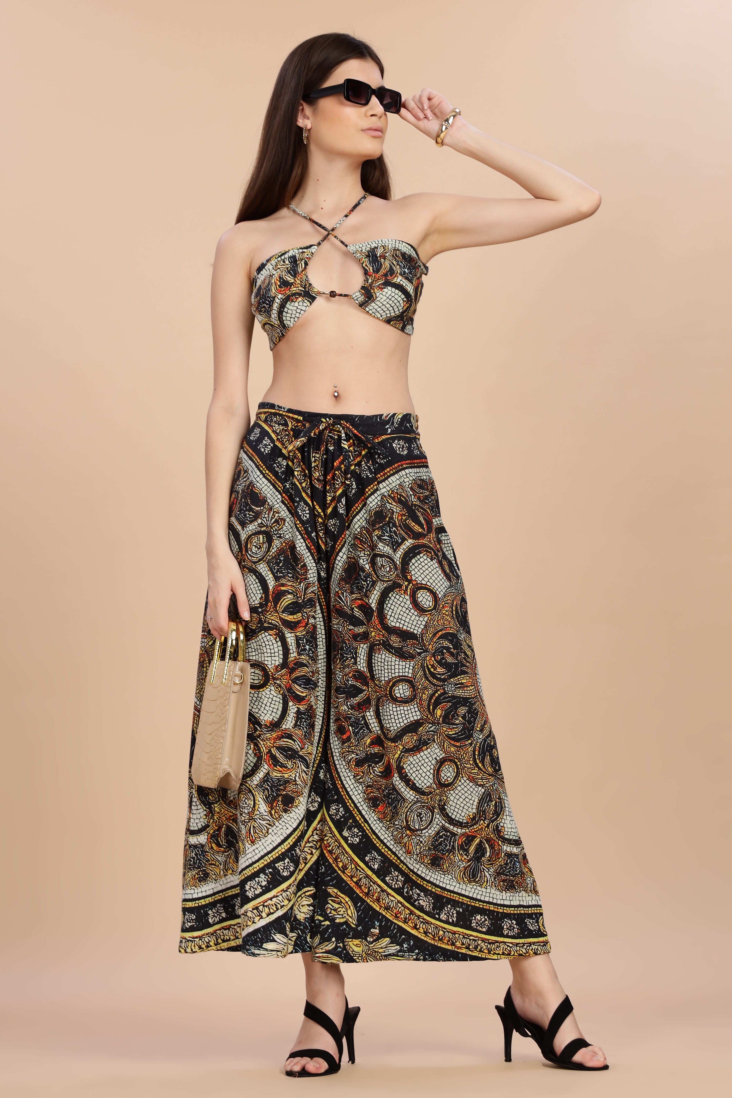 Women Topaz Flared Gauge Cotton Pant