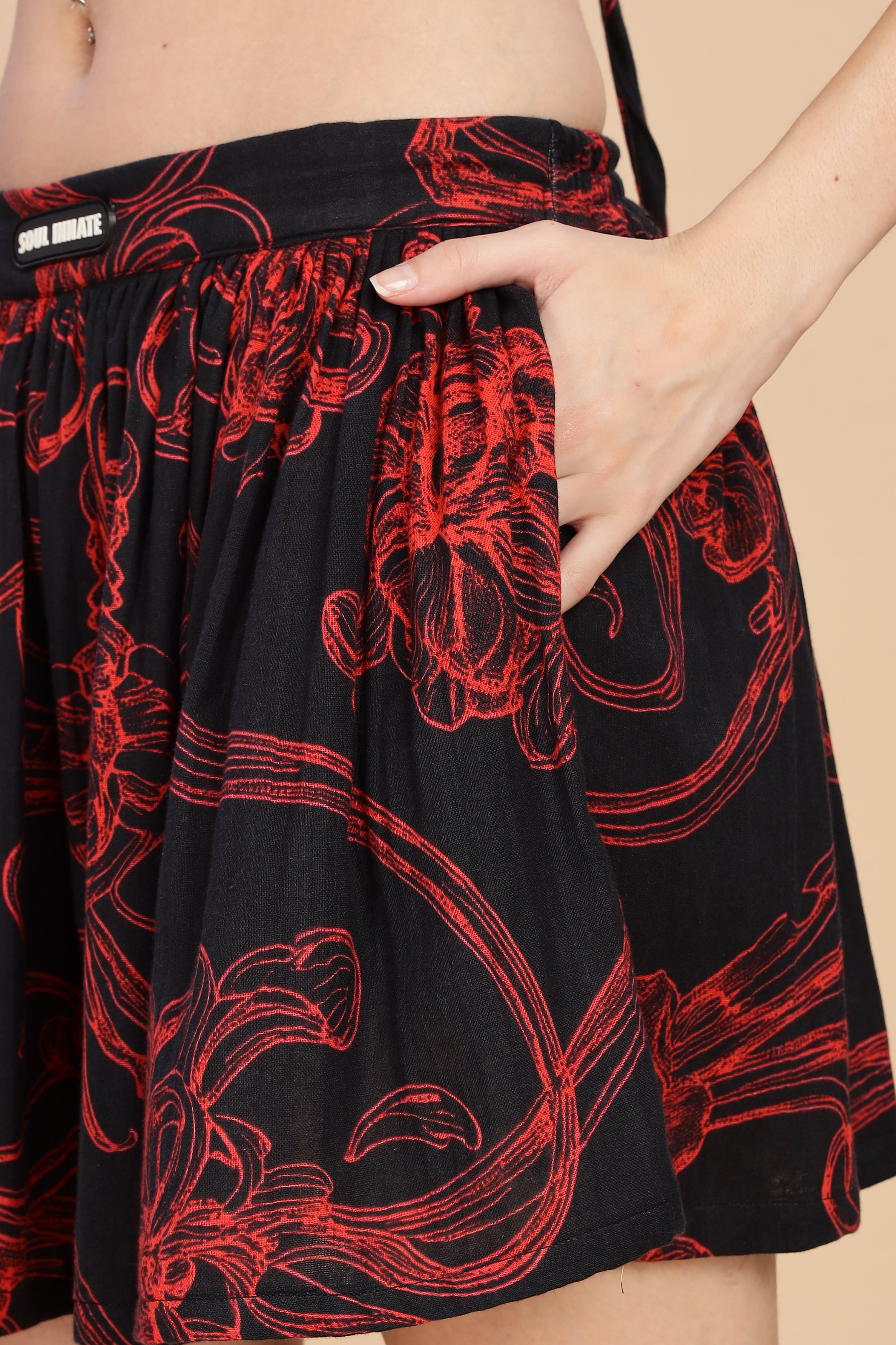 Women Raging Bloom Gauge Cotton Short Skirt