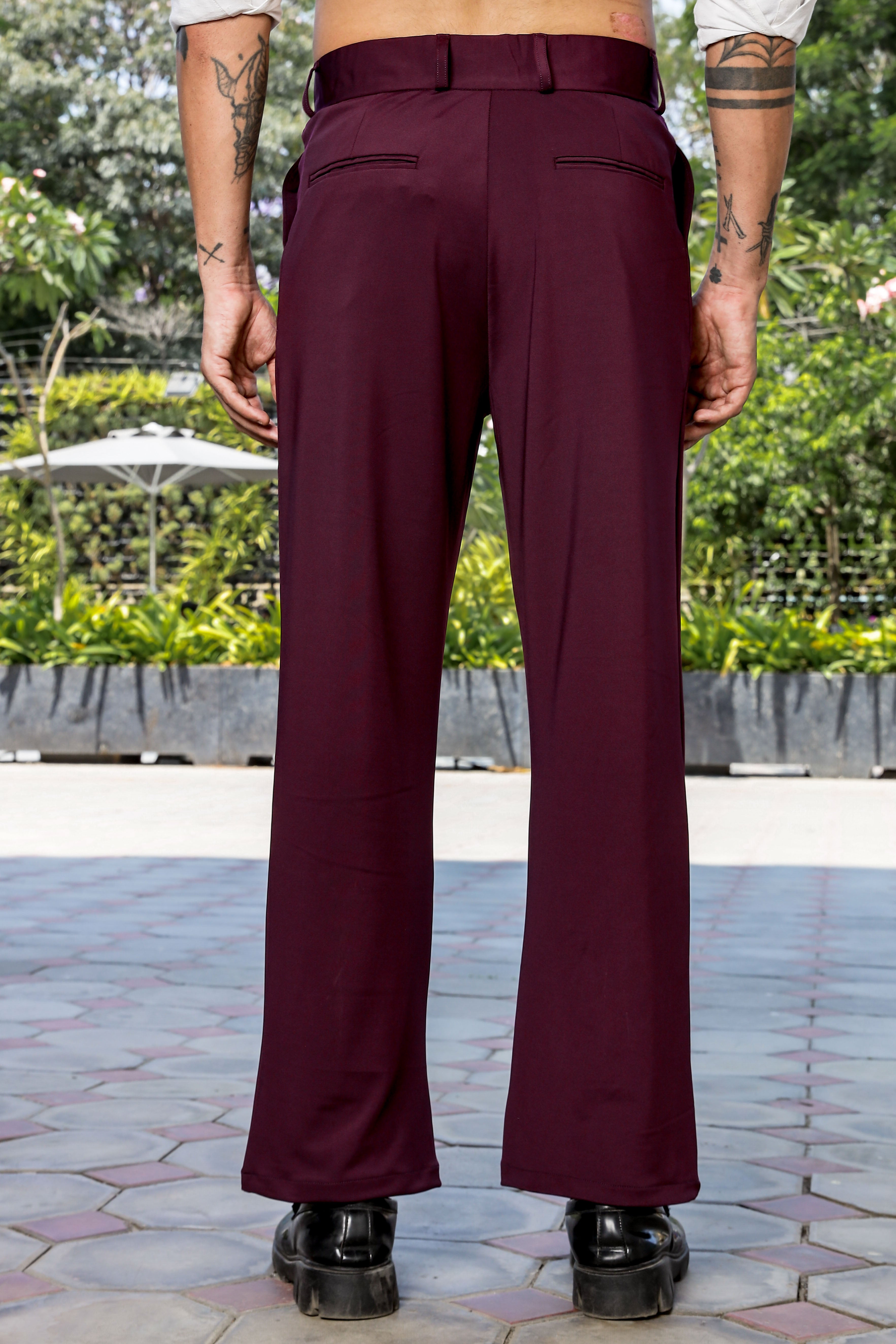 Men Wine Baggy Korean Trousers